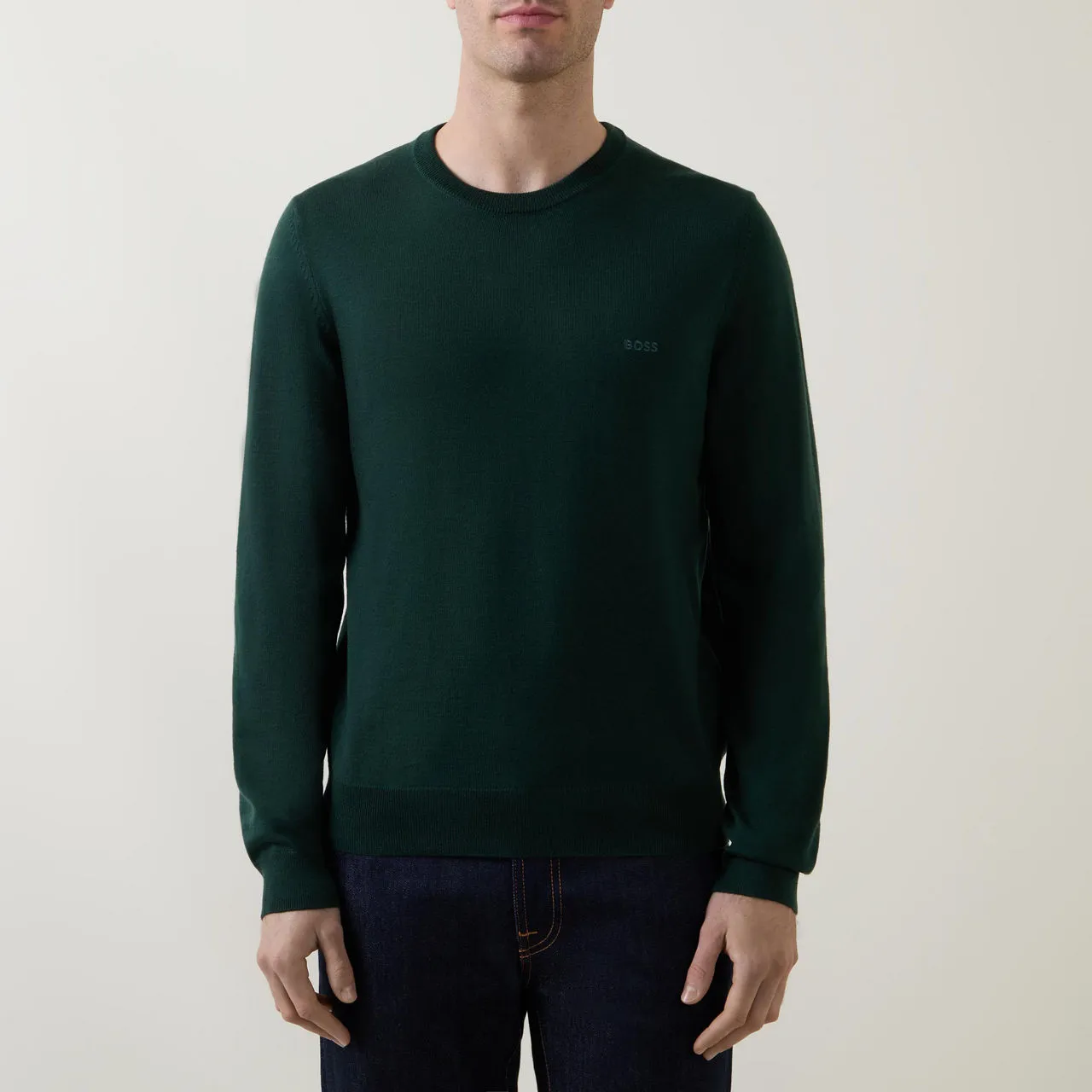 BOSS The Sustainable Edit Botto Logo Embroidered Sweater - Dark Green