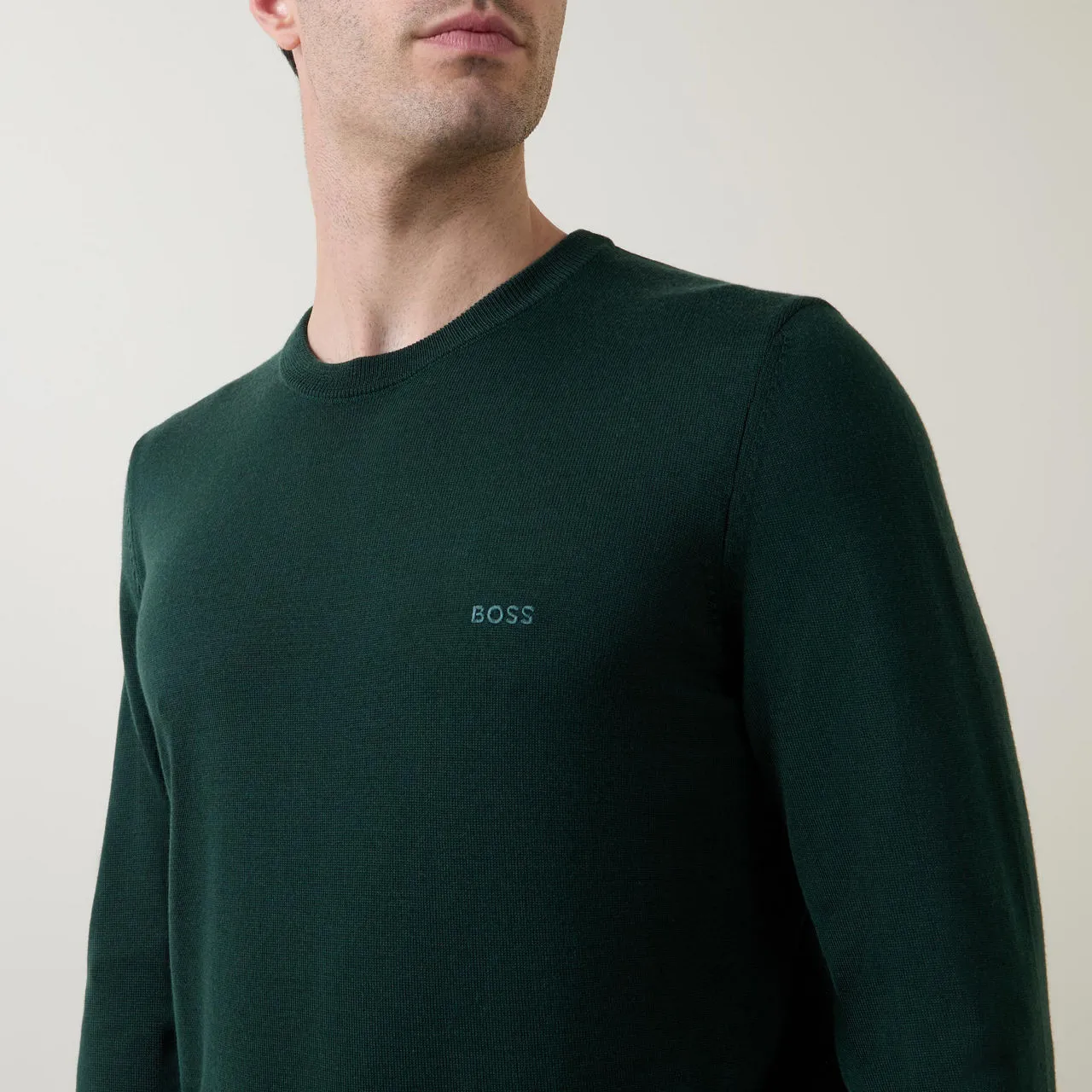 BOSS The Sustainable Edit Botto Logo Embroidered Sweater - Dark Green