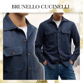 BRUNELLO CUCINELLI  |Wool Long Sleeves Plain Oversized Shirts