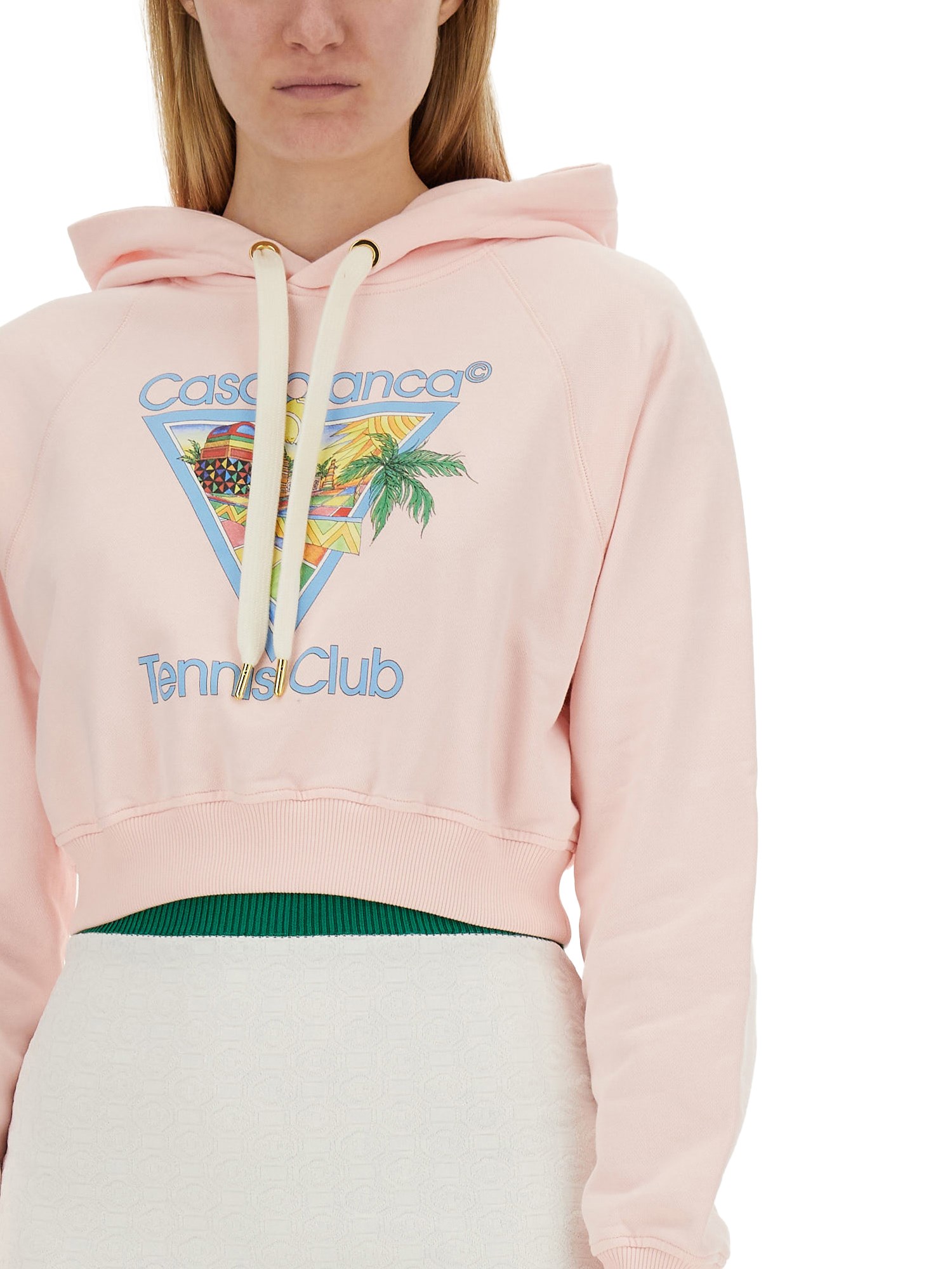 CASABLANCA    COTTON SWEATSHIRT WITH LOGO EMBROIDERY