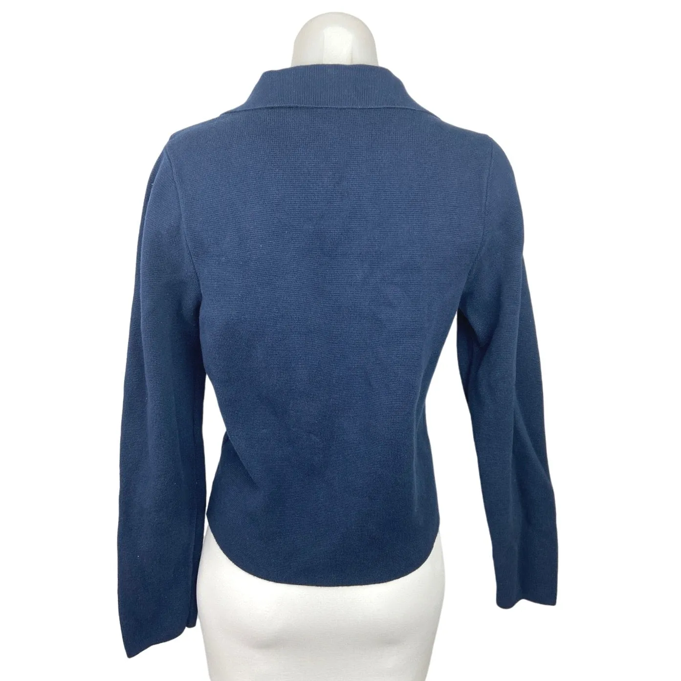 Charter Club Blue Cotton Knit Collared Button Up Cardigan Sweater Top Size M