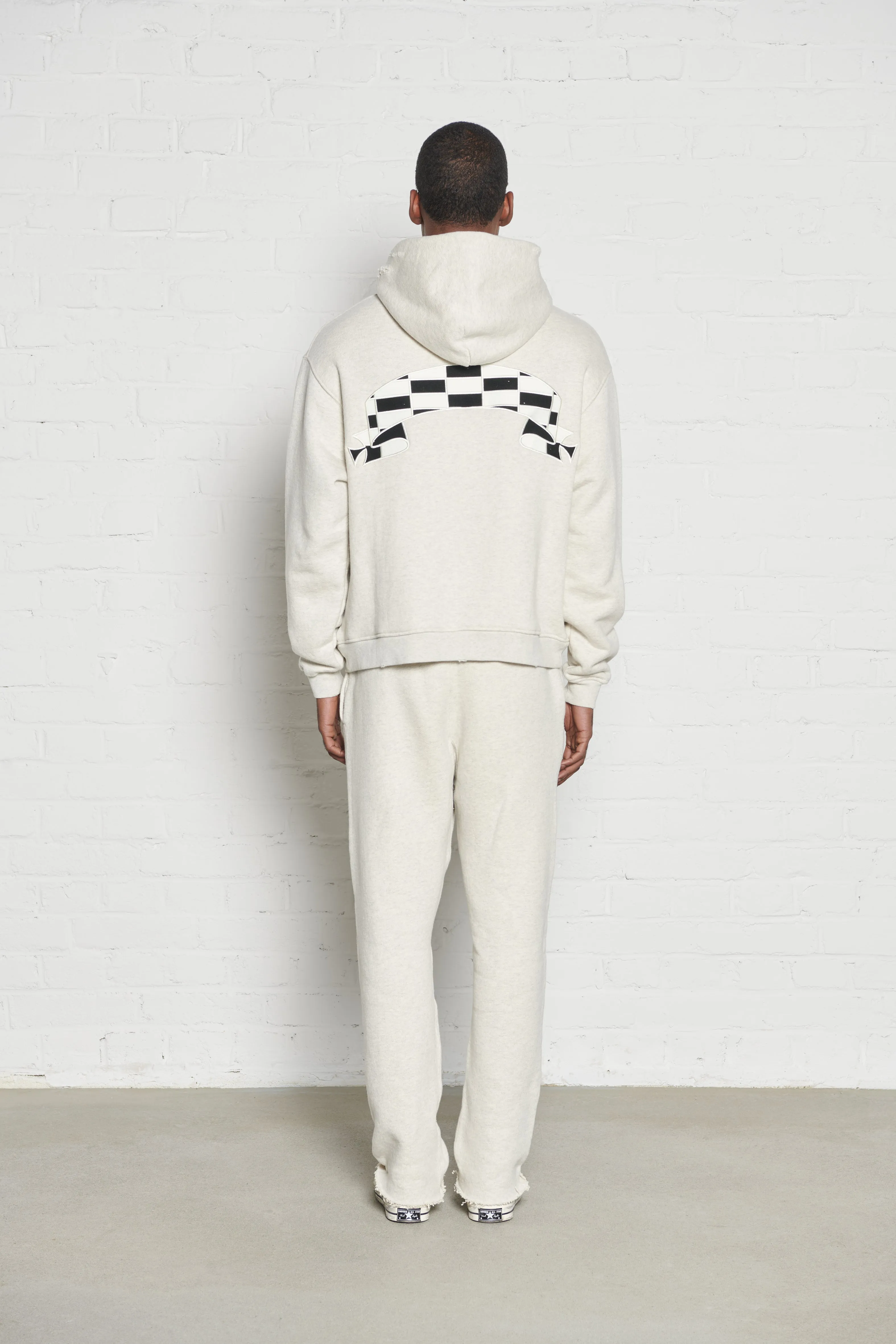 CHECKERED BANNED BOXY HOODIE