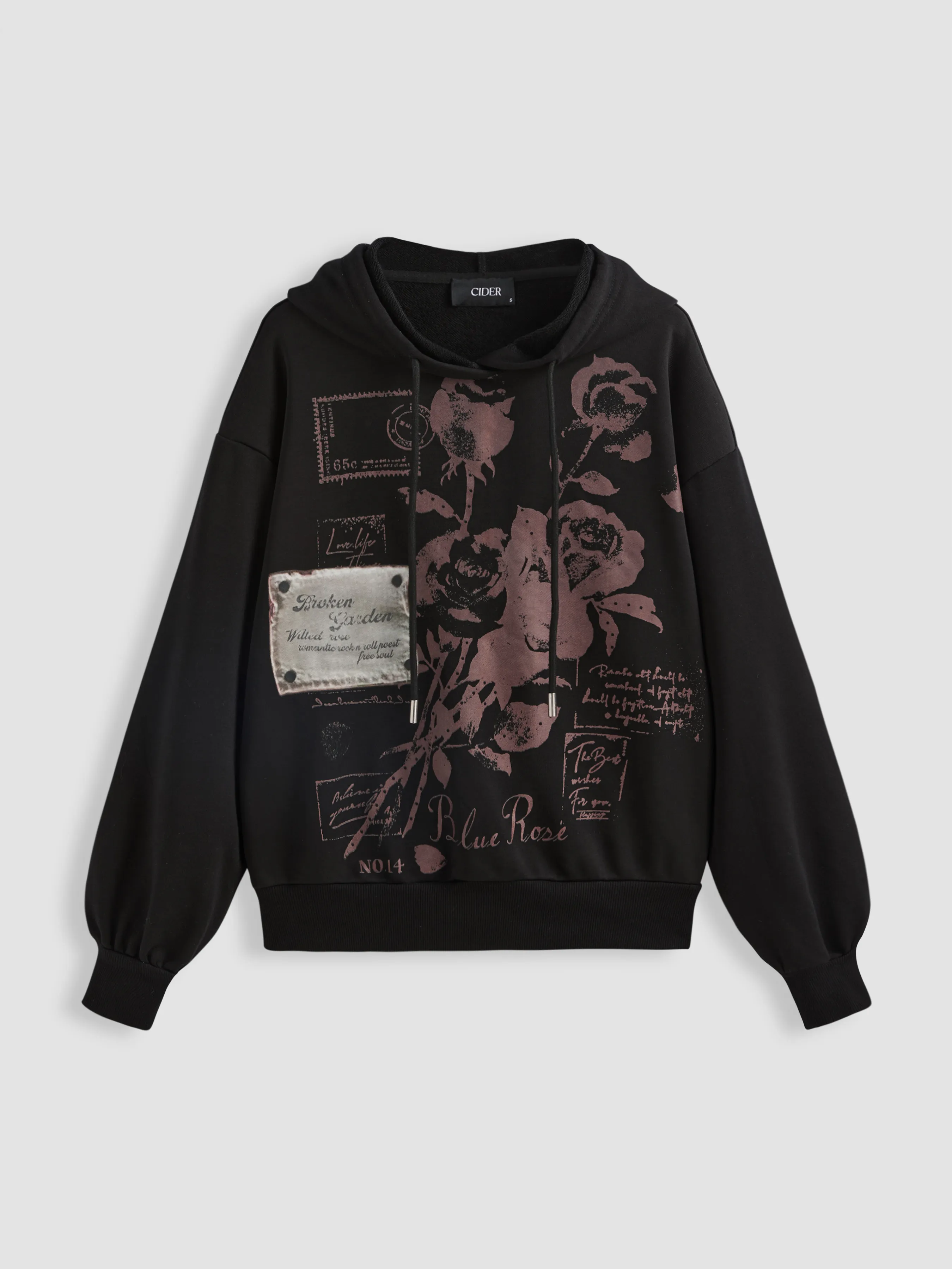 Cider  |Flower Patterns Long Sleeves Cotton Hoodies & Sweatshirts