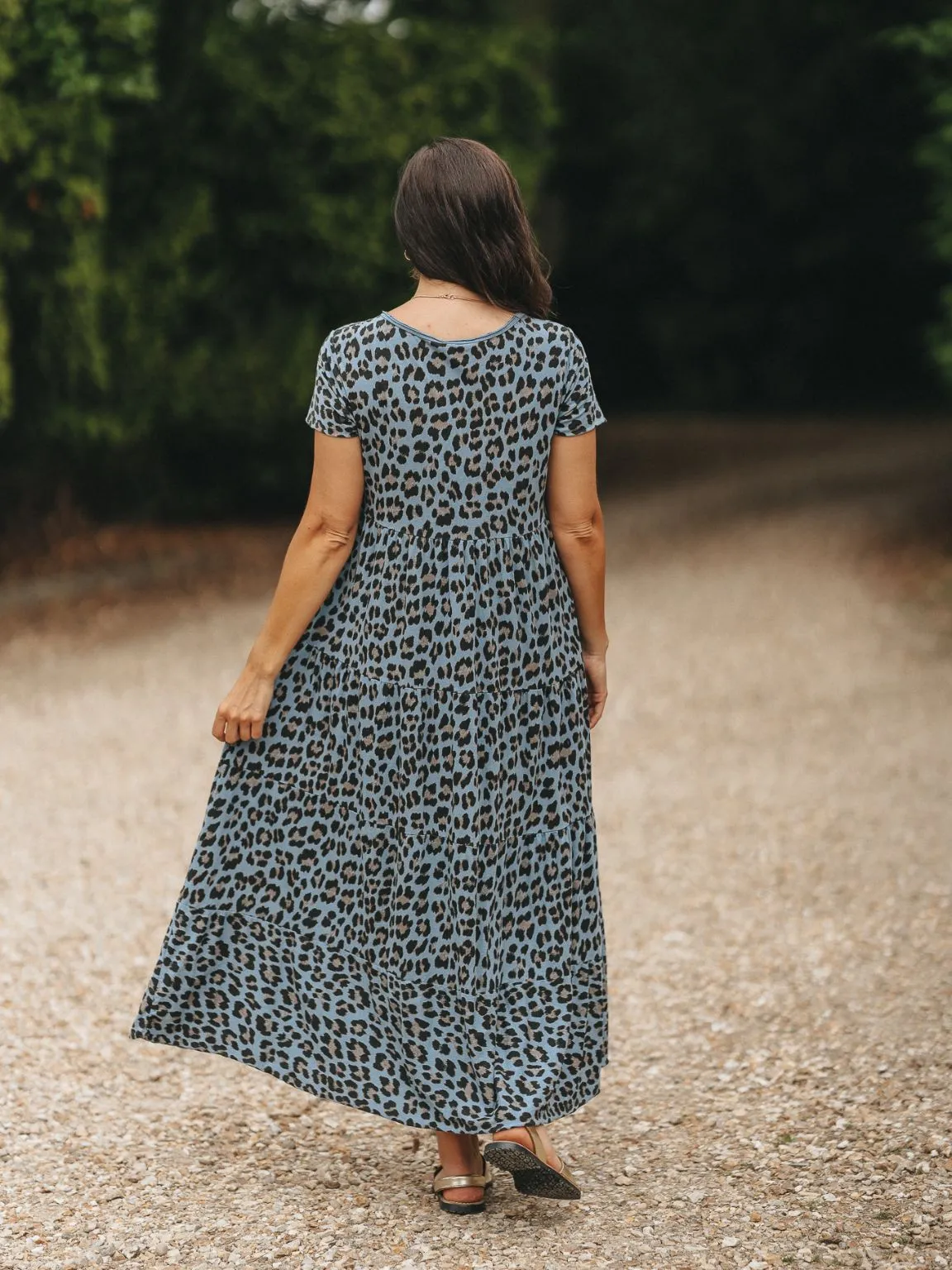 Cotton Tiered Leopard Print Maxi Dress Amelia