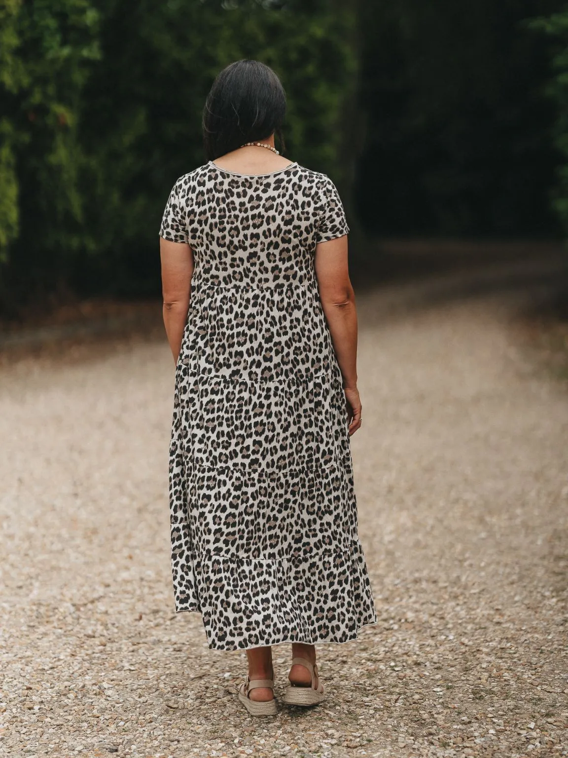 Cotton Tiered Leopard Print Maxi Dress Amelia