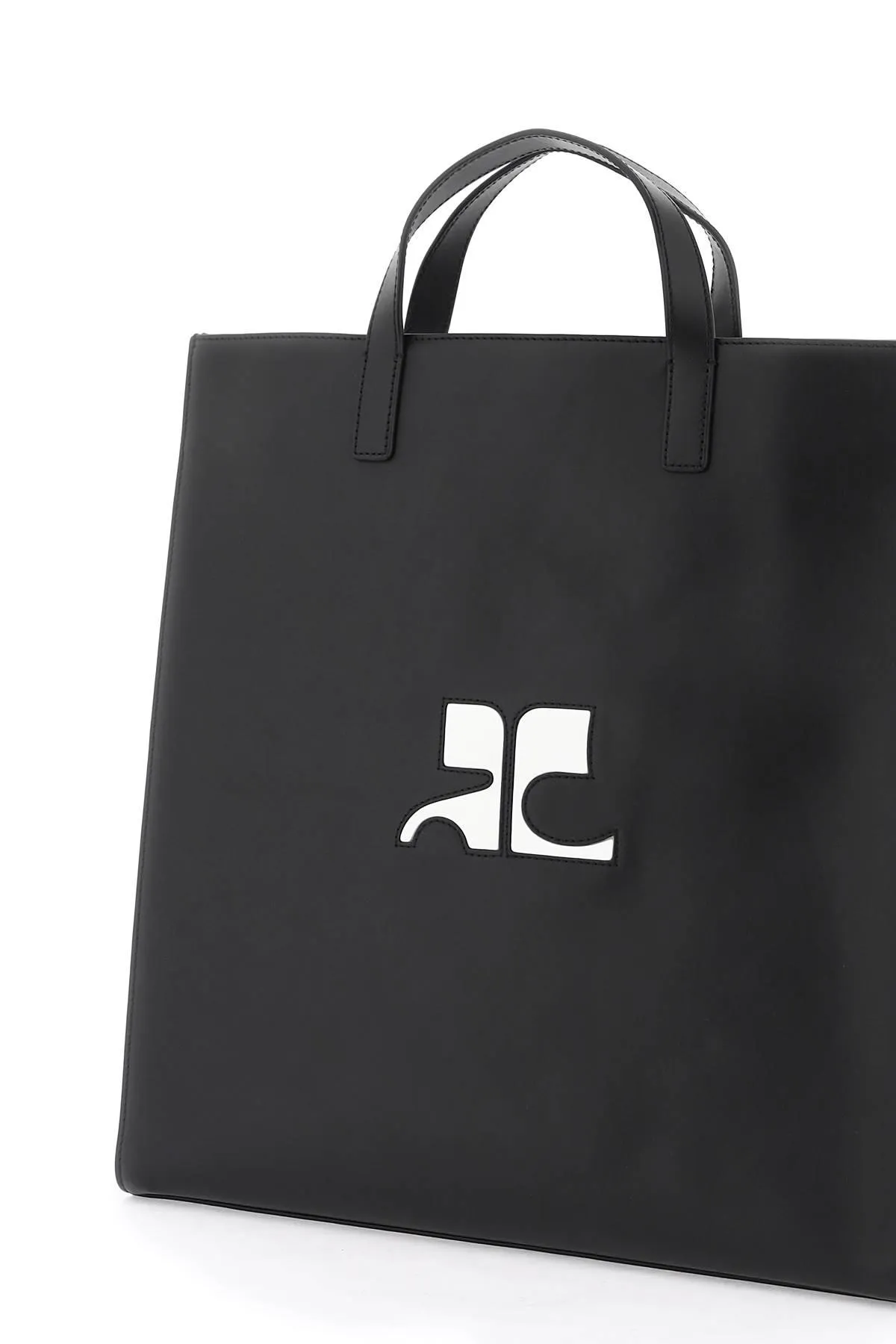 Courreges    Courreges Smooth Leather Heritage Tote Bag In 9