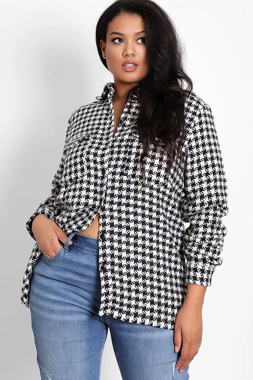 Curve Dogtooth Check Shacket