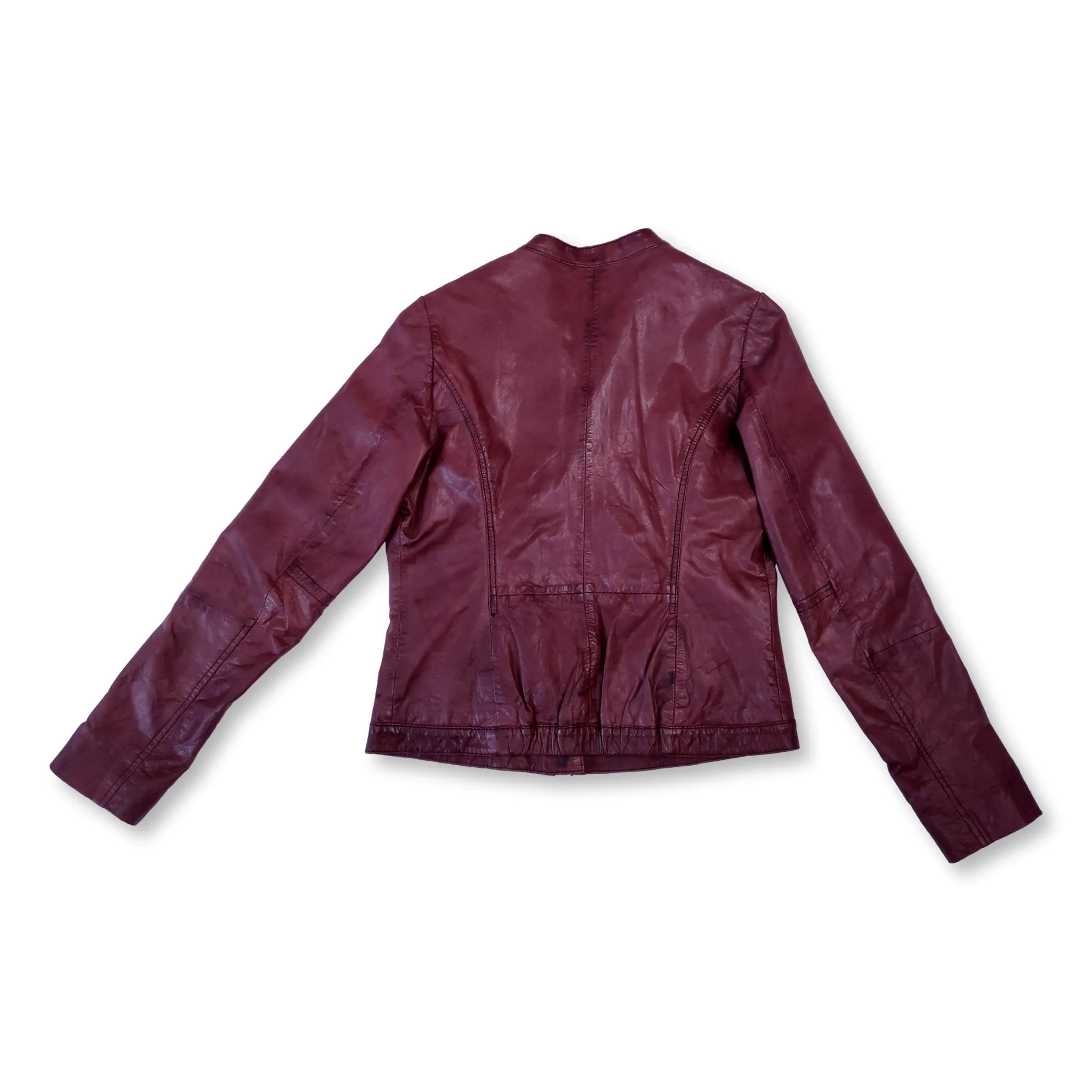 Dark red Goosecraft leather biker jacket