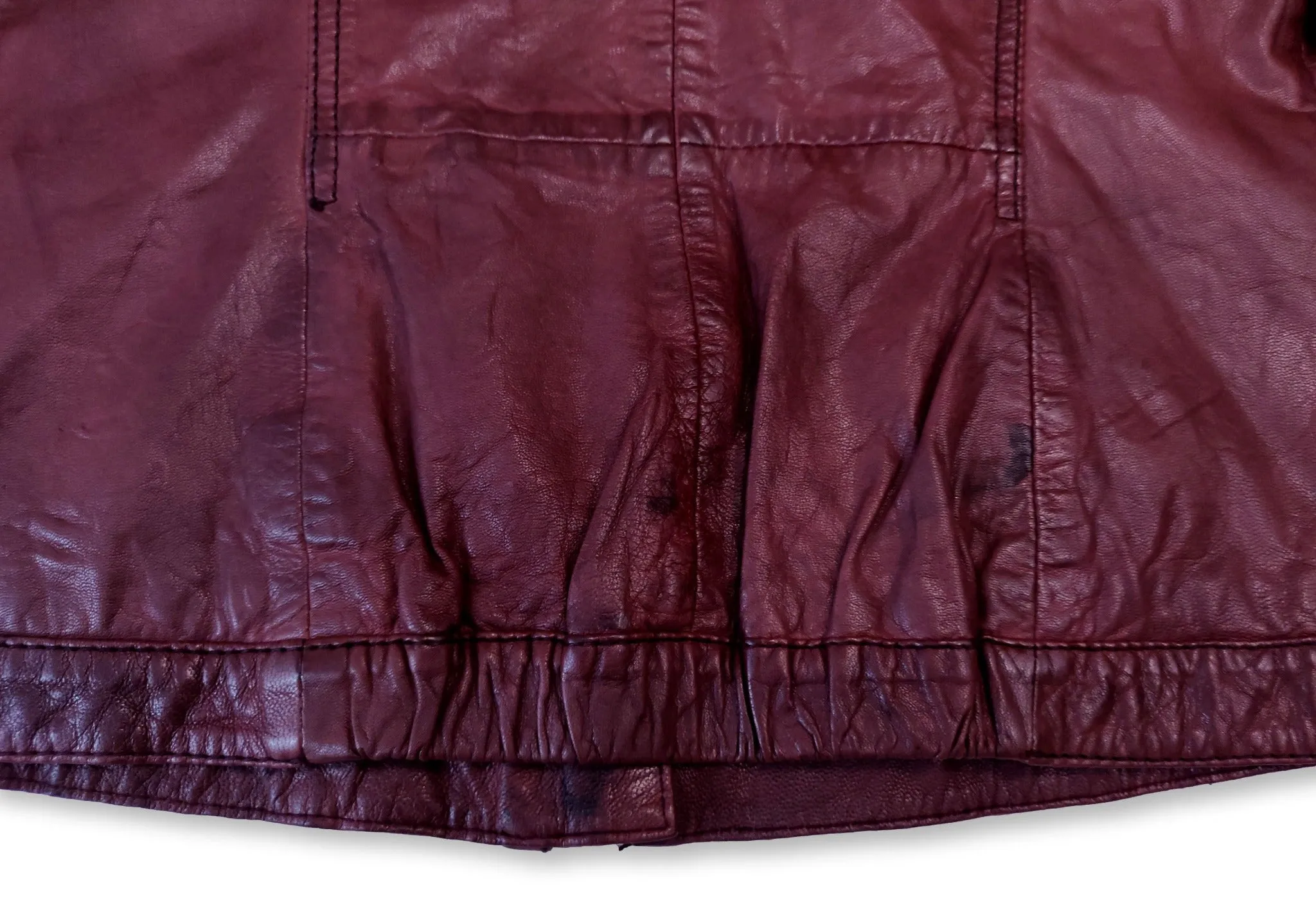 Dark red Goosecraft leather biker jacket