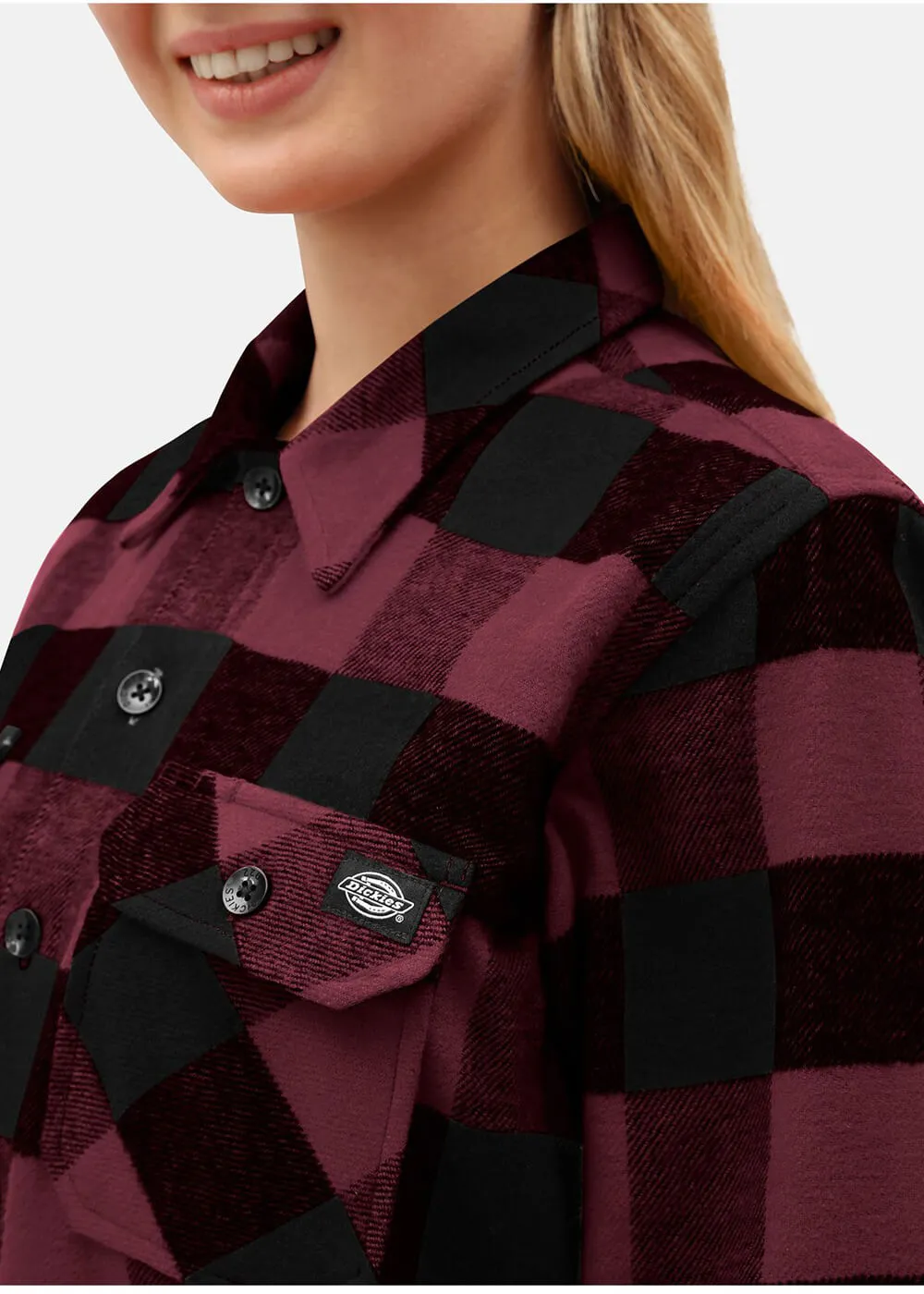 Dickies Men's Sacramento Flannel Shirt Maroon Red