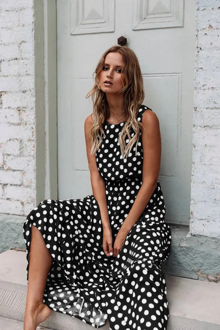 Dot Dress Round Neck Tank Skirt Elegant Summer Female Dress