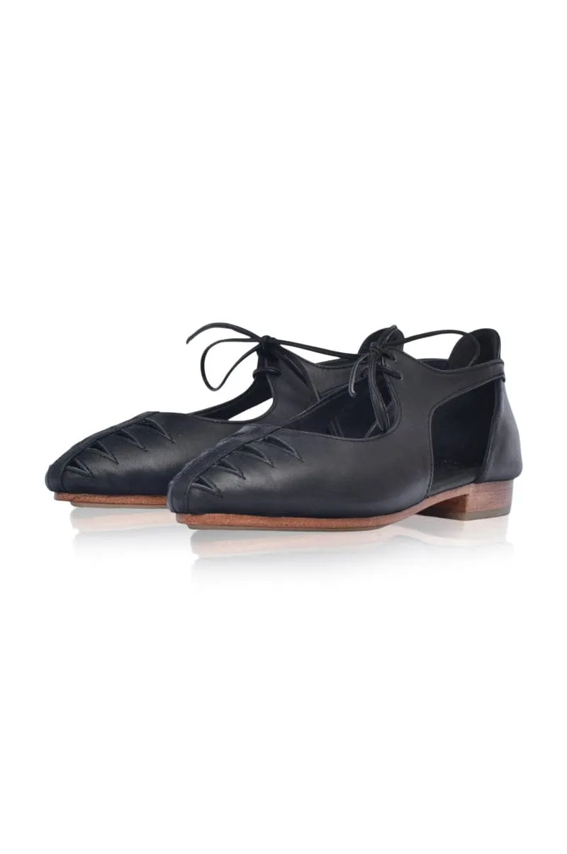 Eden Pointy Toe Ballet Flats in Black