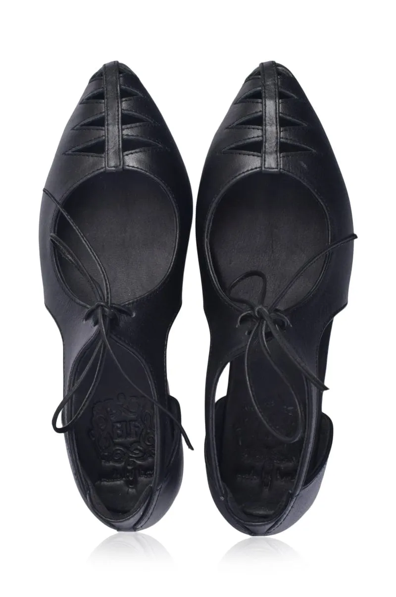 Eden Pointy Toe Ballet Flats in Black