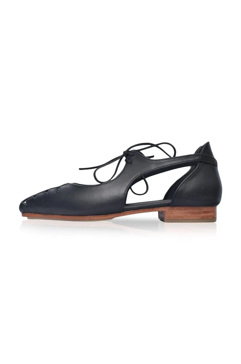 Eden Pointy Toe Ballet Flats in Black