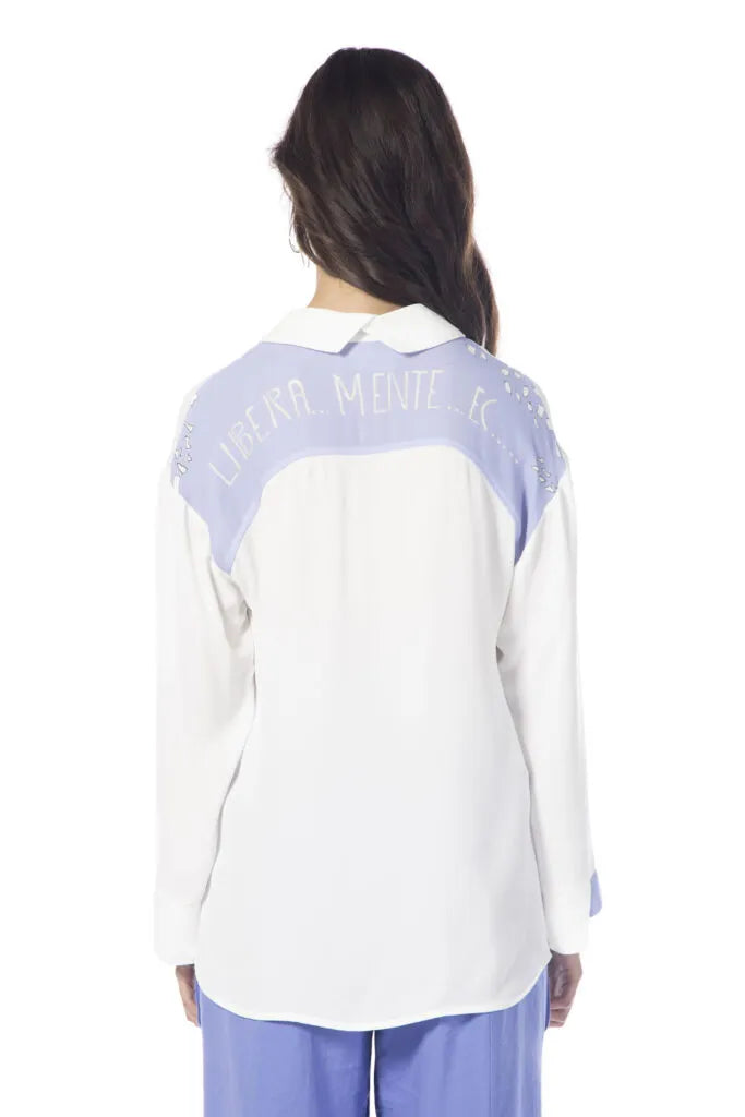 Elisa white periwinkle top