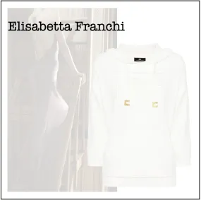 ELISABETTA FRANCHI  |Monogram Long Sleeves Plain Cotton Logo