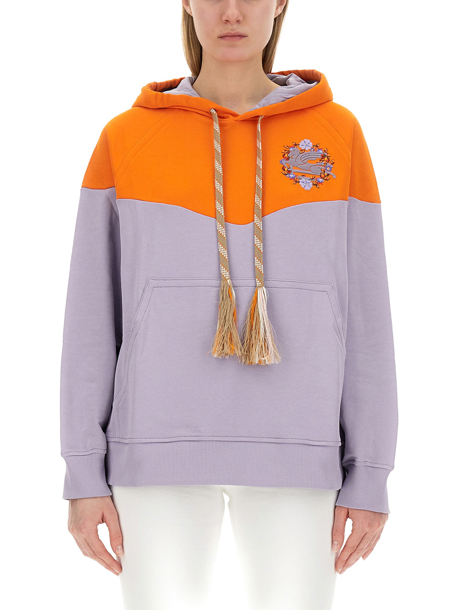 ETRO    COTTON SWEATSHIRT WITH LOGO EMBROIDERY