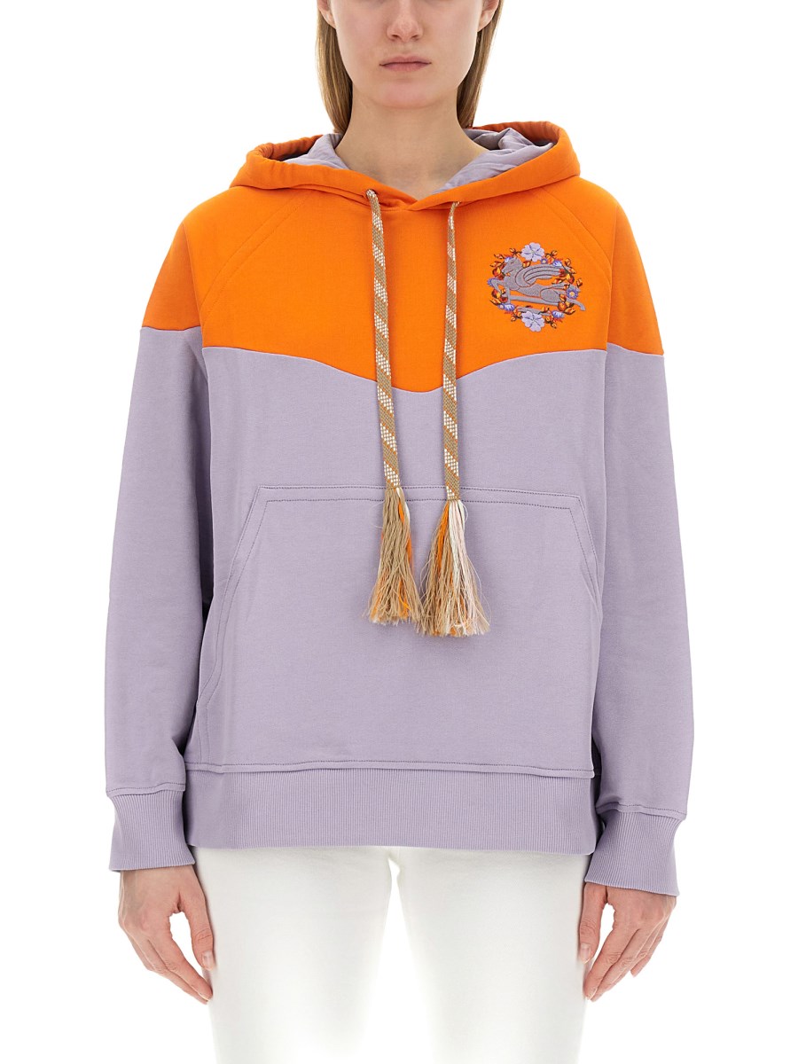 ETRO    COTTON SWEATSHIRT WITH LOGO EMBROIDERY