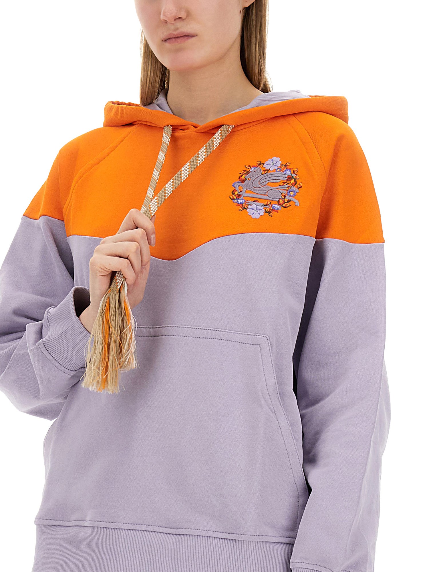 ETRO    COTTON SWEATSHIRT WITH LOGO EMBROIDERY