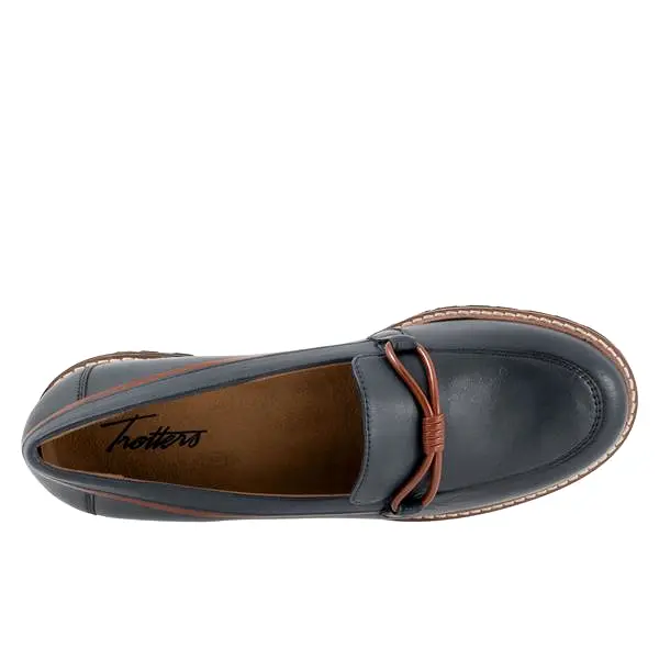 Fiora Navy Leather Loafer Shoes