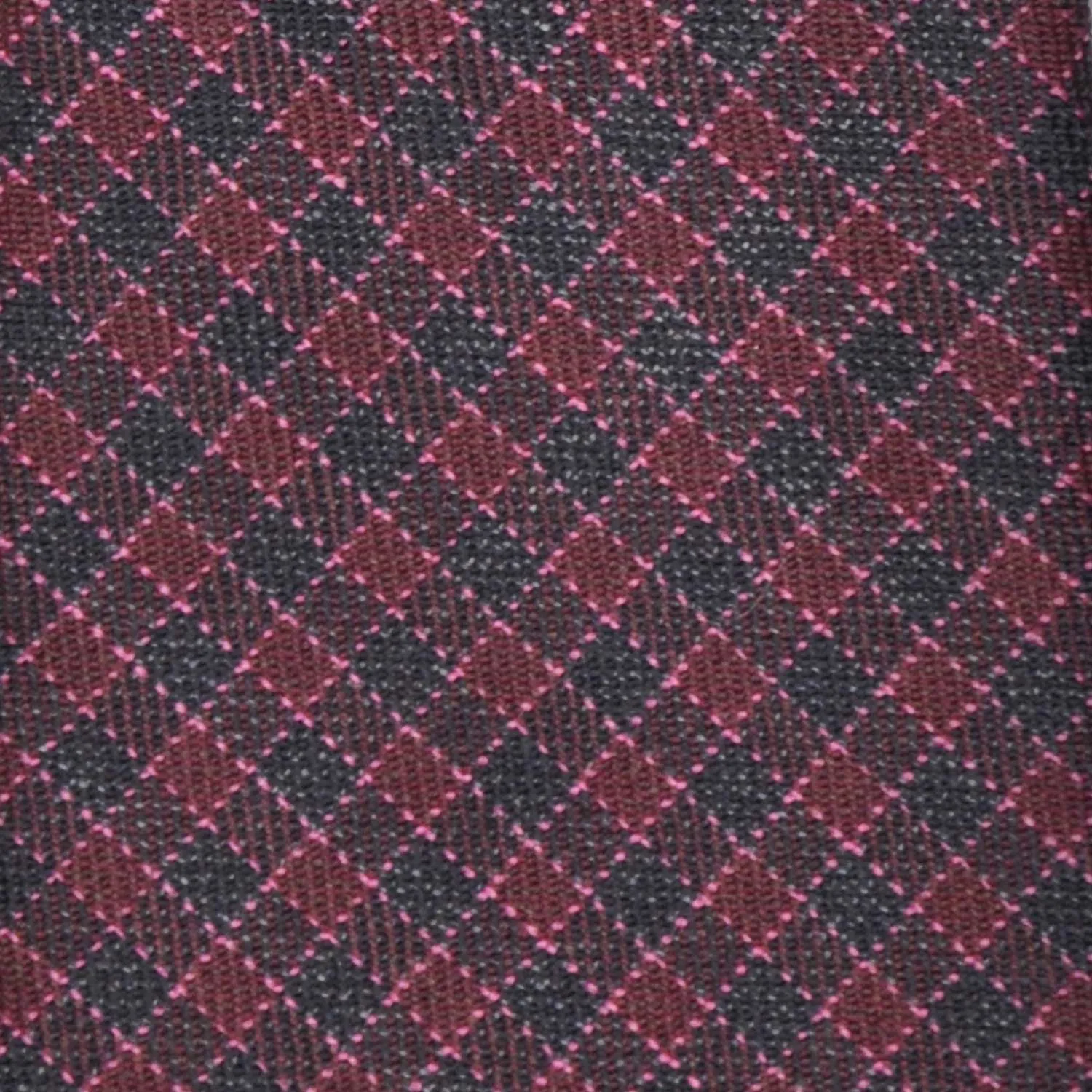 F.Marino Micro Checked Tie 3 Folds Holland&Sherry Wool Burgundy