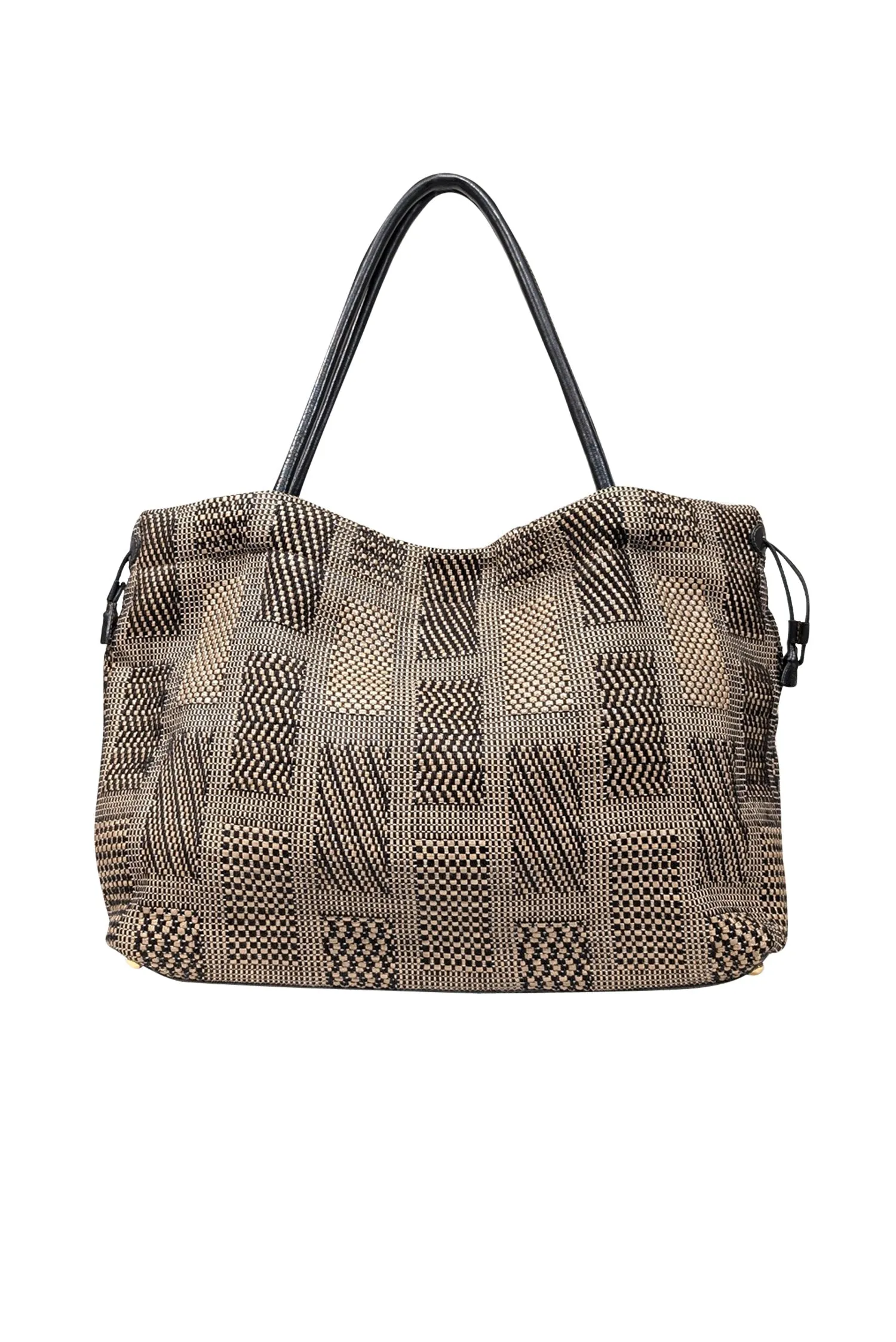 Furla - Beige & Black Woven Print Tote Bag