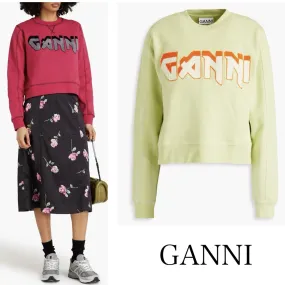 Ganni  |Sweat Long Sleeves Cotton Logo Hoodies & Sweatshirts