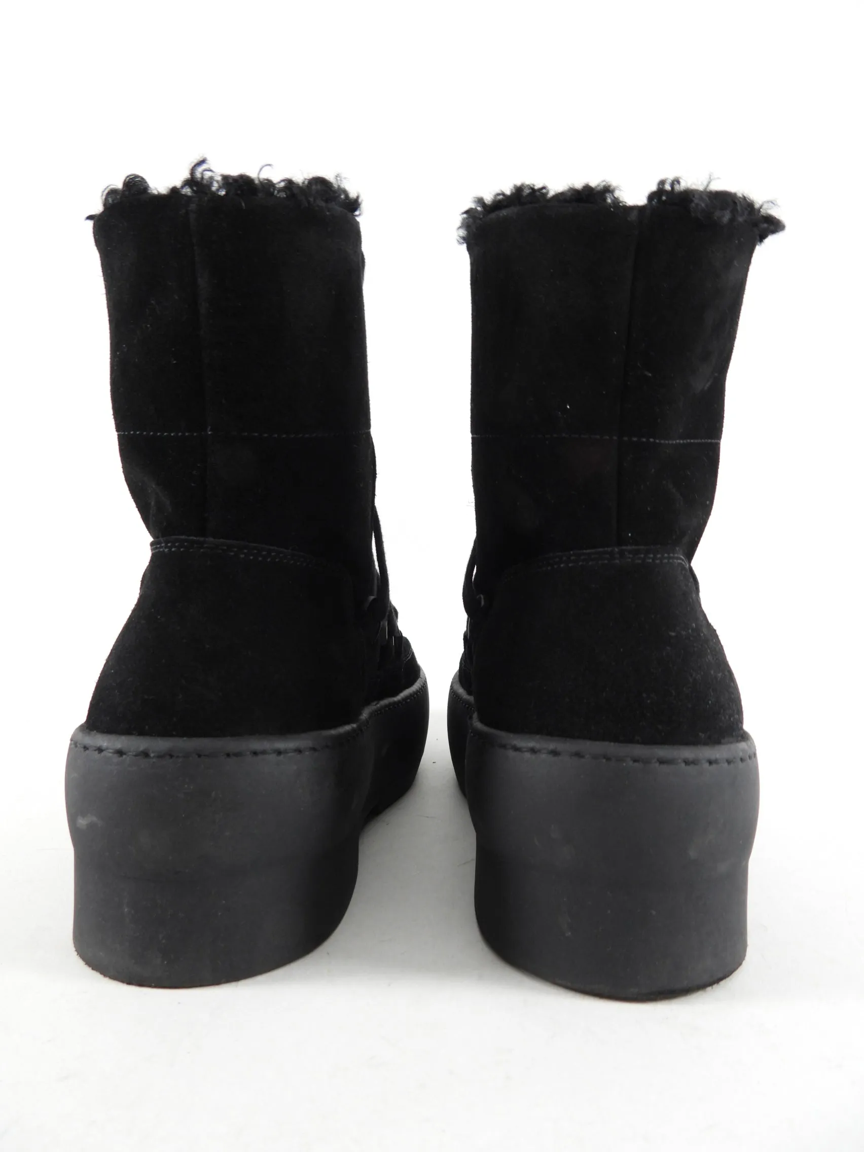 Gia Borghini Suede Shearling Lace Up Ankle Boot - 37