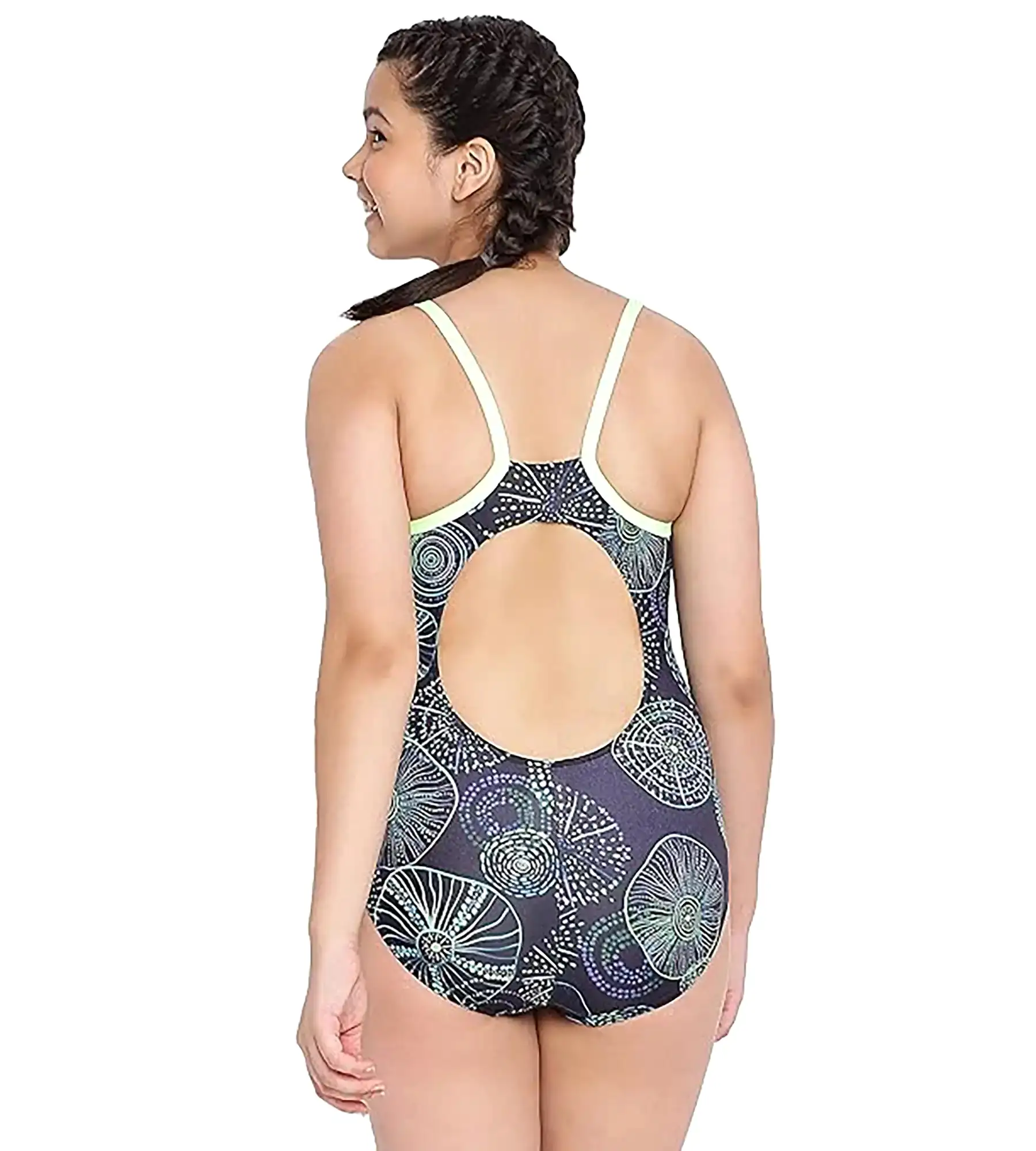 Girl's Endurance Allover Digital Muscleback Swimwear - True Navy & Aquarium