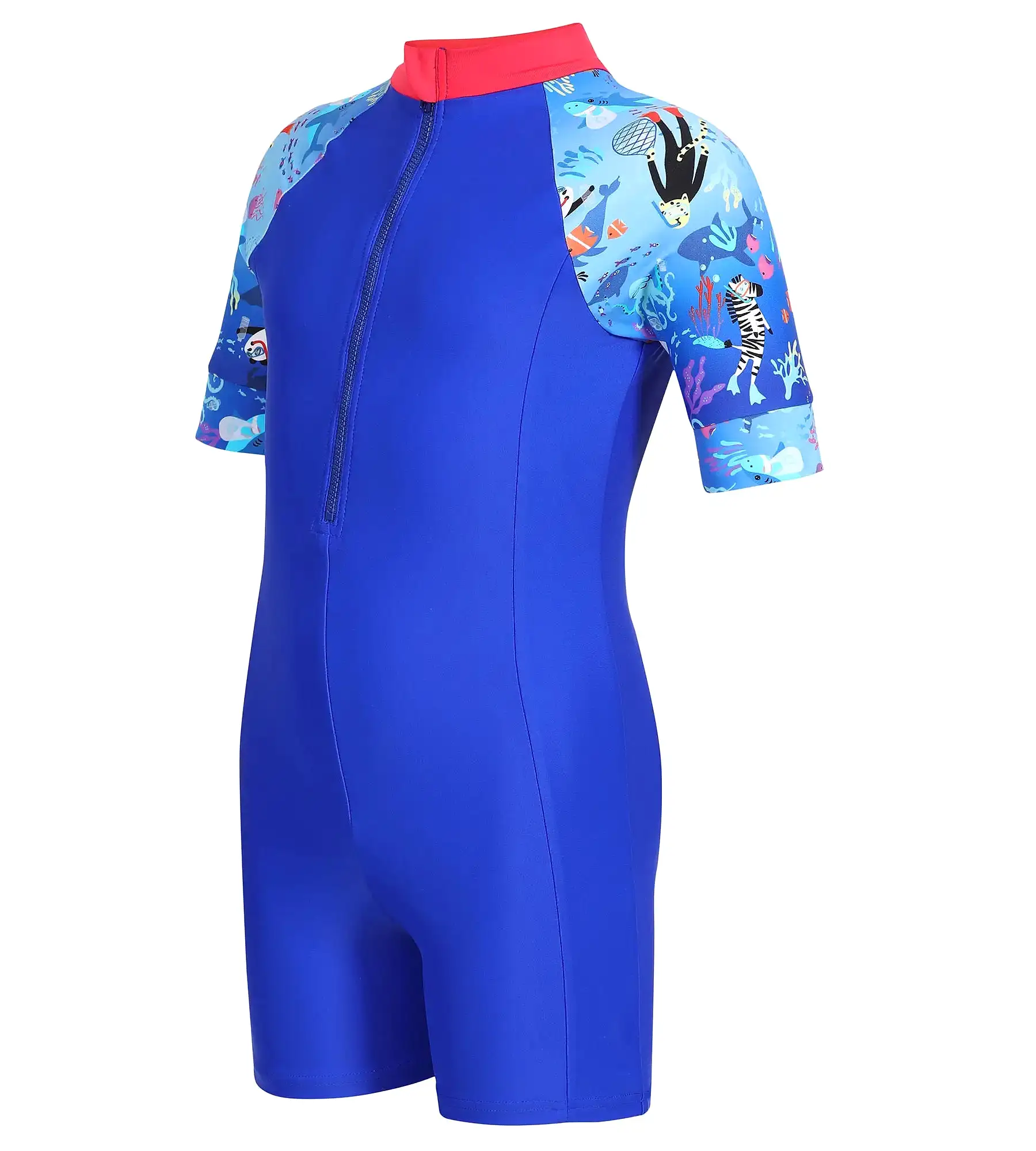 Girl's Endurance Essential All In One Suit  - Rasberry Fill & Cobalt