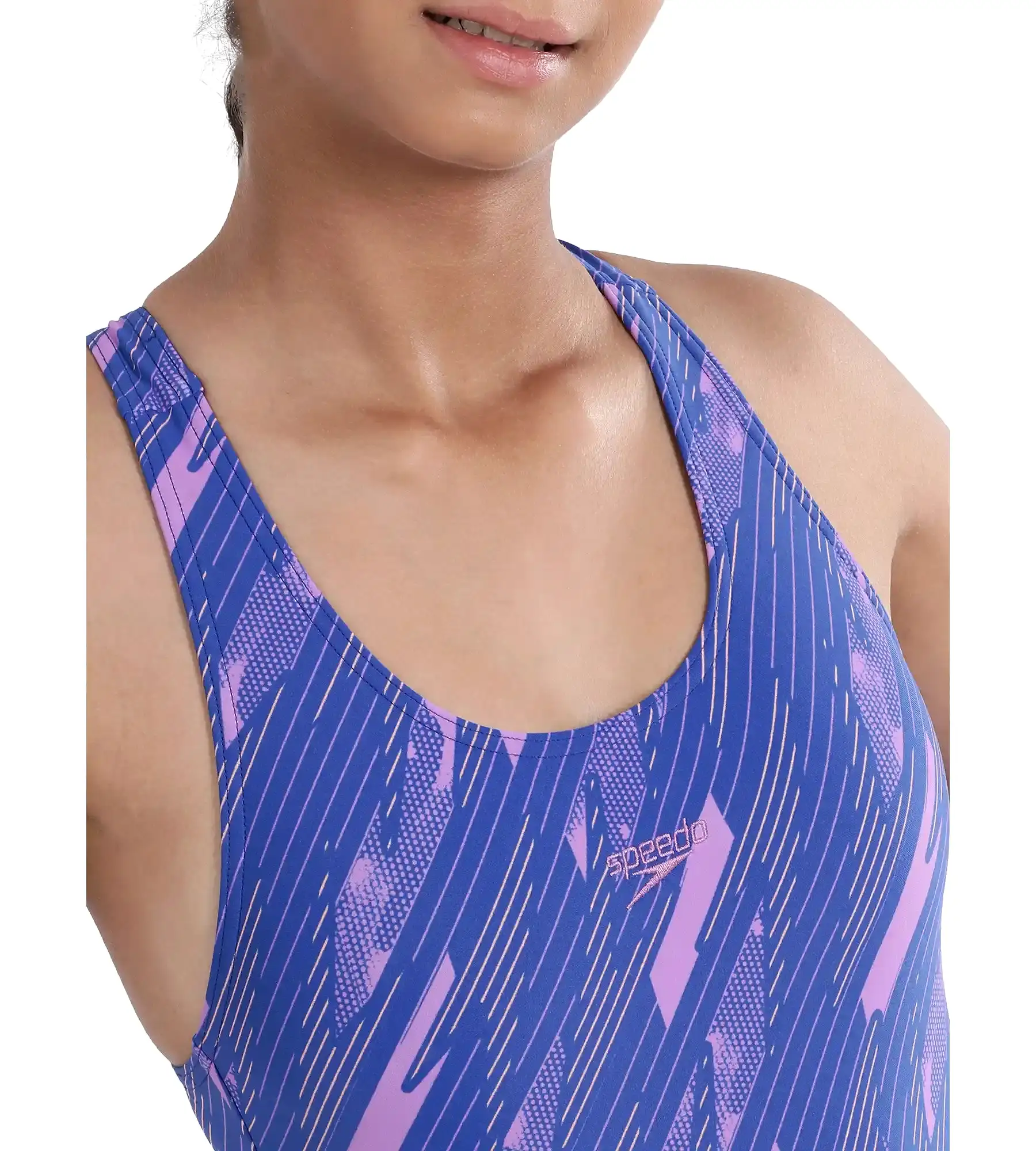 Girl's Endurance Hyper Boom Allover Racerback Swimwear - Sweet Purple & True Cobalt