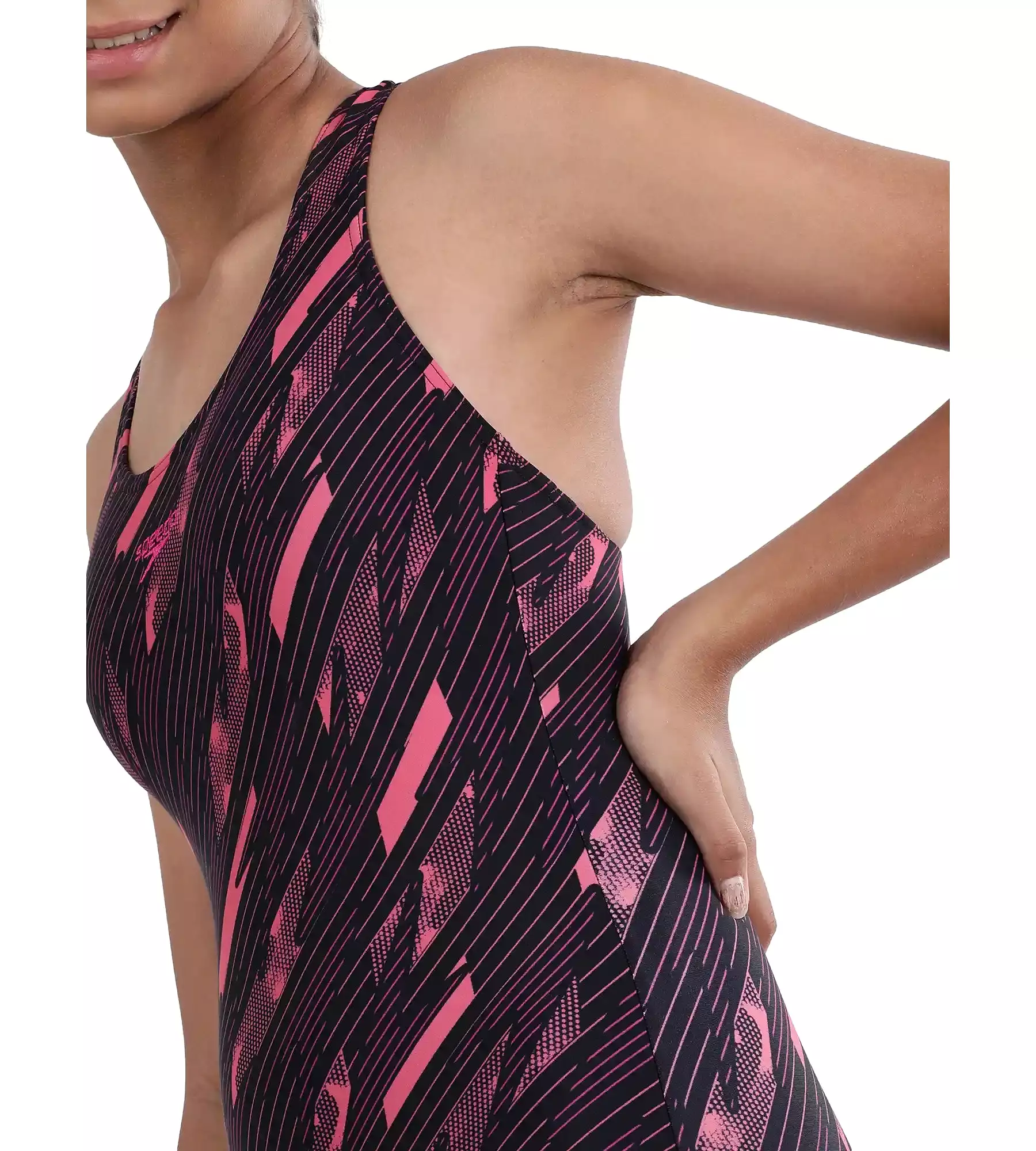 Girl's Endurance Hyper Boom Allover Racerback Swimwear - Truenavy & Electricpink