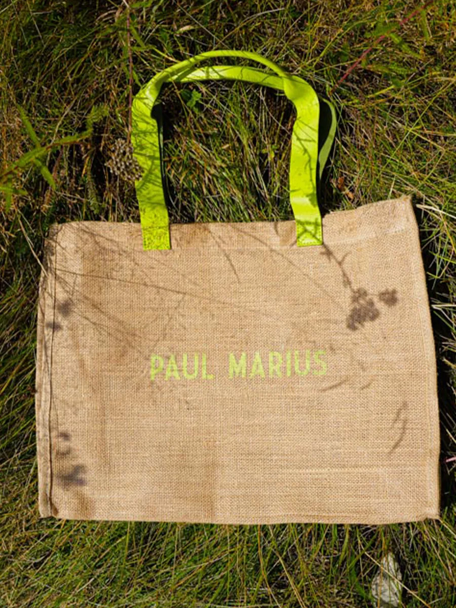 Green Leather and Jute Tote Bag for Women - LeCabas Jute Sorbet Apple | PAUL MARIUS