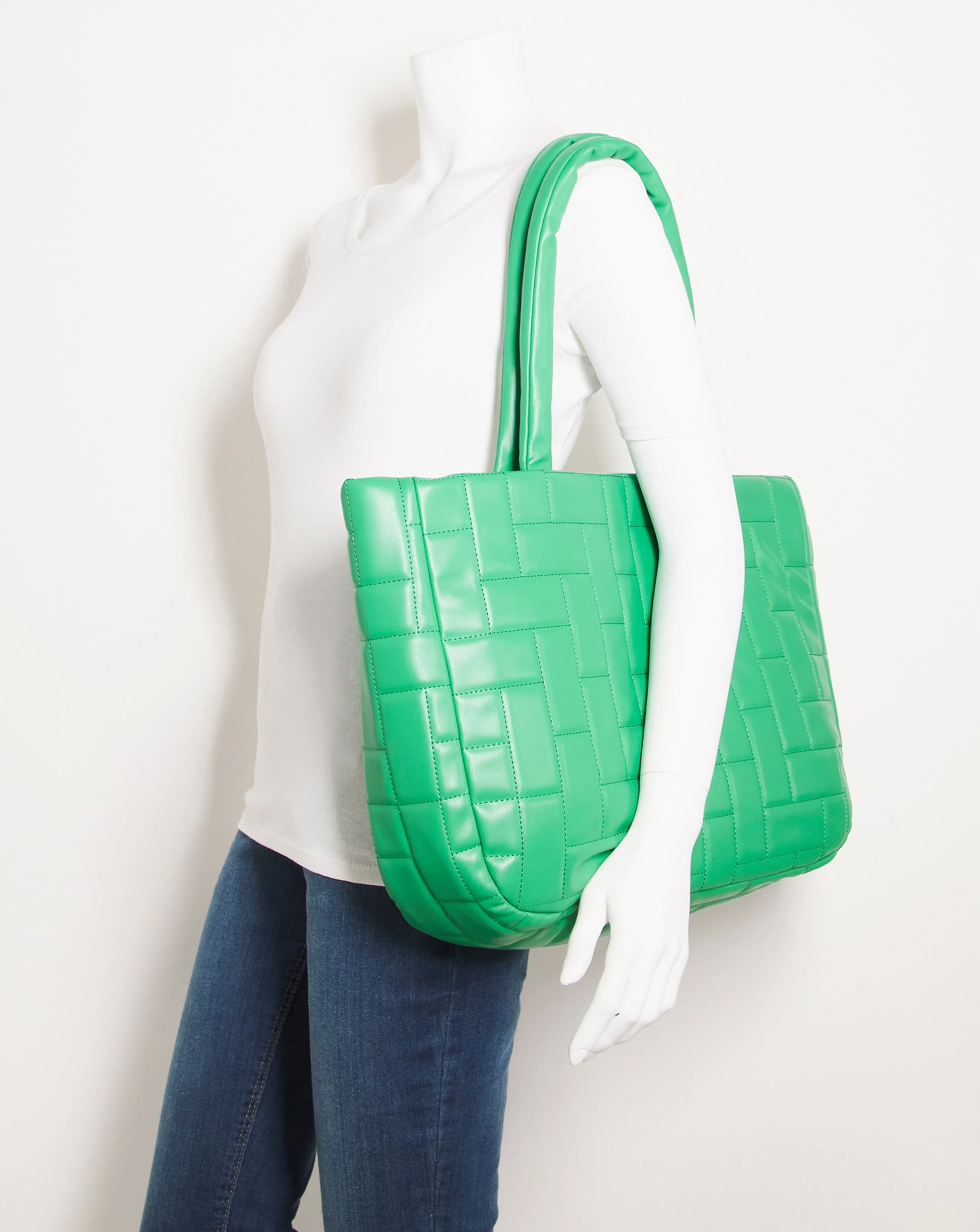 Green Oversized Quilted Tote Bag | Simply Be