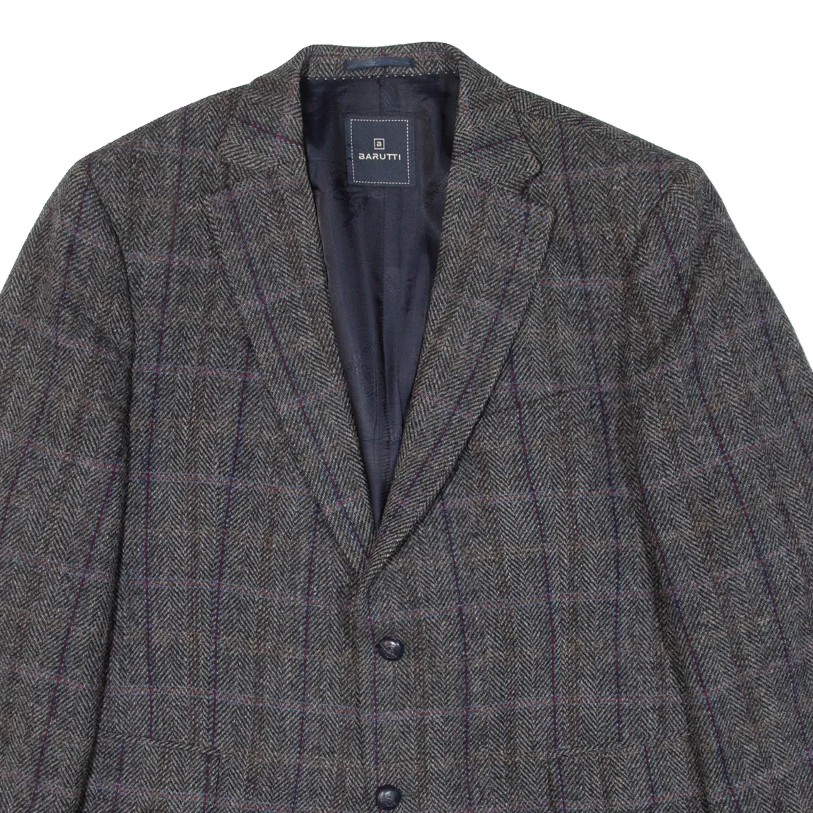 HARRIS TWEED BARUTTI Mens Blazer Jacket Grey Tweed Wool Check 2XL