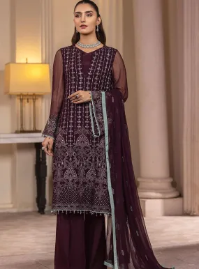 Haya By Kuch Khas Embroidered Chiffon Unstitched 3 Piece Suit - FS23HKK K-1406 MIRA