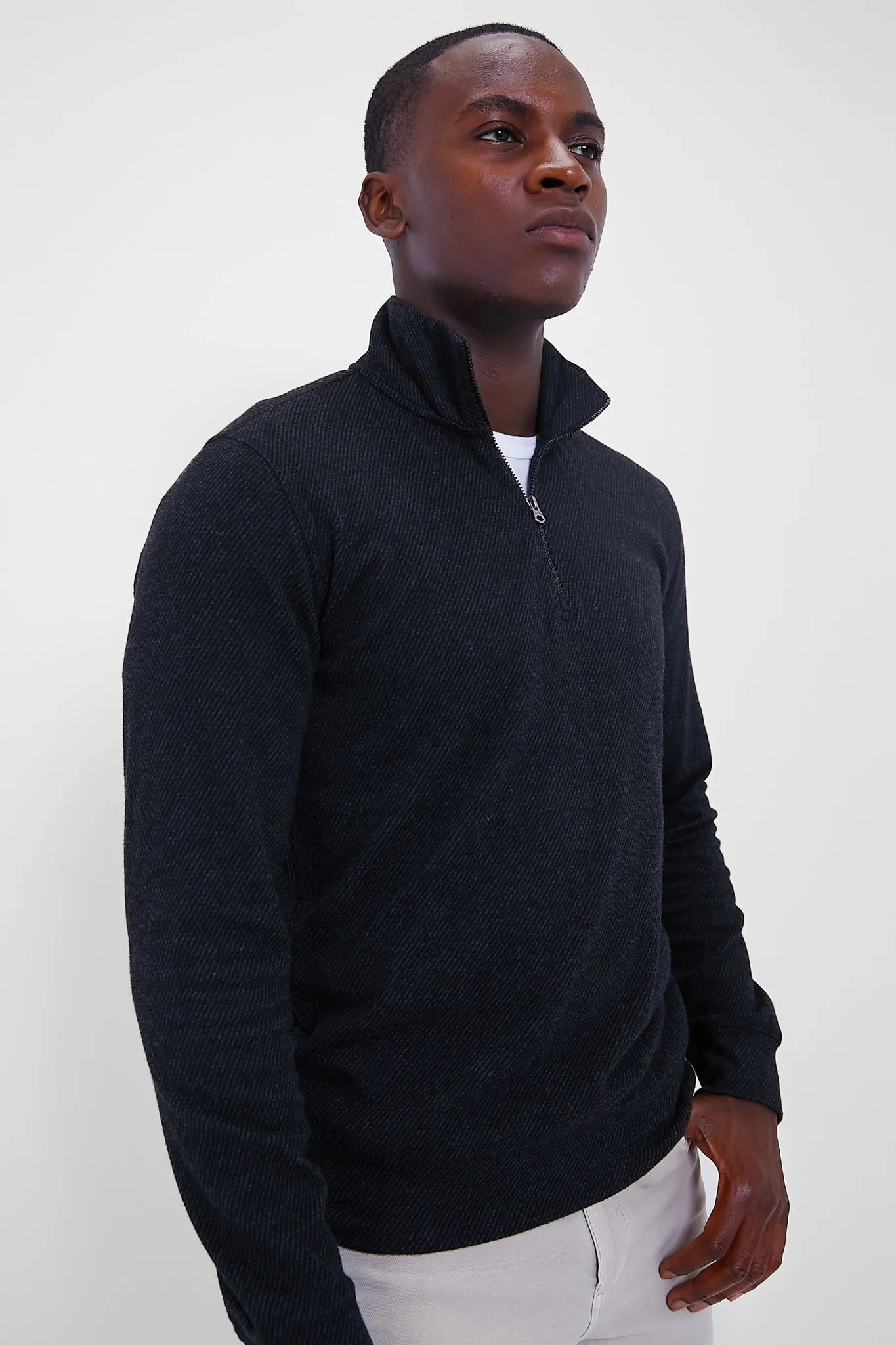 Heathered Black Twill Legend Sweater Quarter Zip