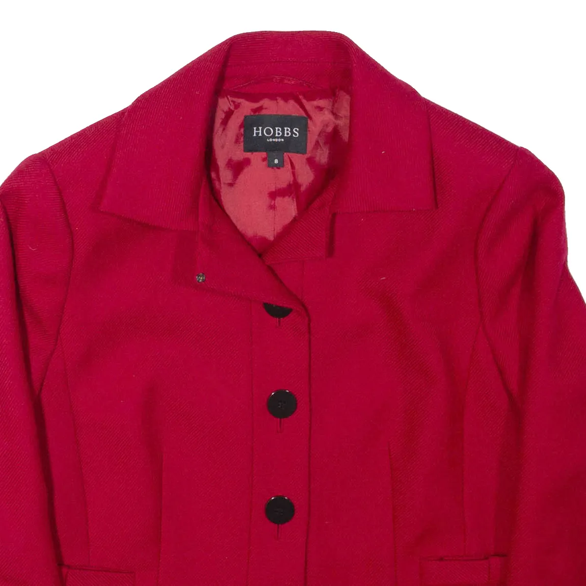 HOBBS Womens Blazer Jacket Red Wool UK 8