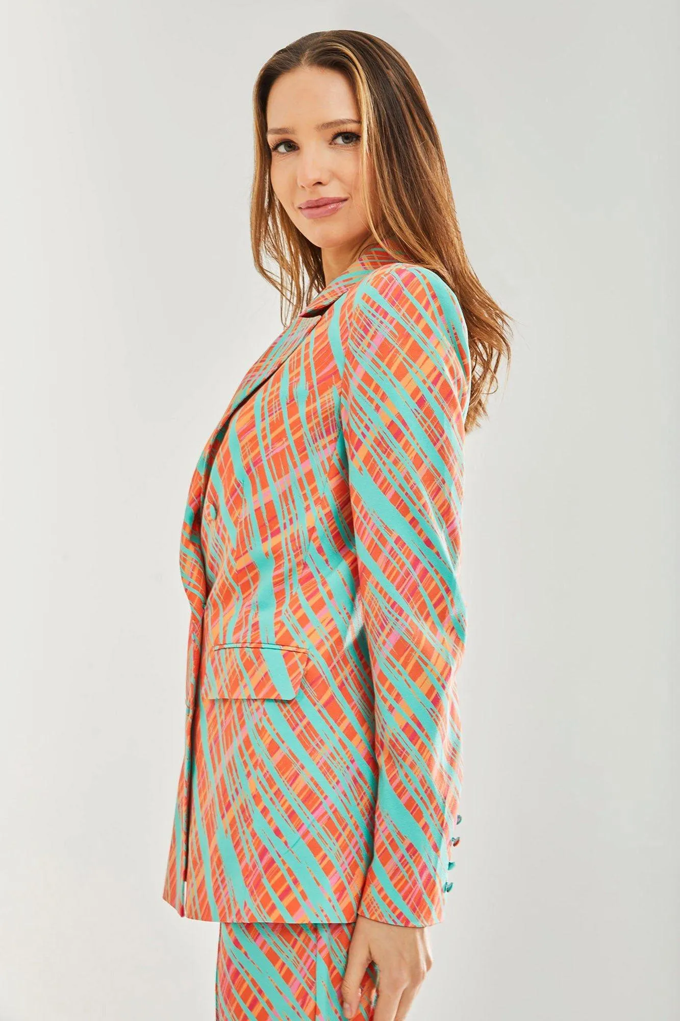 Jackets & Coats | Orange Scribble Print Blazer | Liquorish