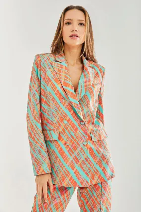 Jackets & Coats | Orange Scribble Print Blazer | Liquorish