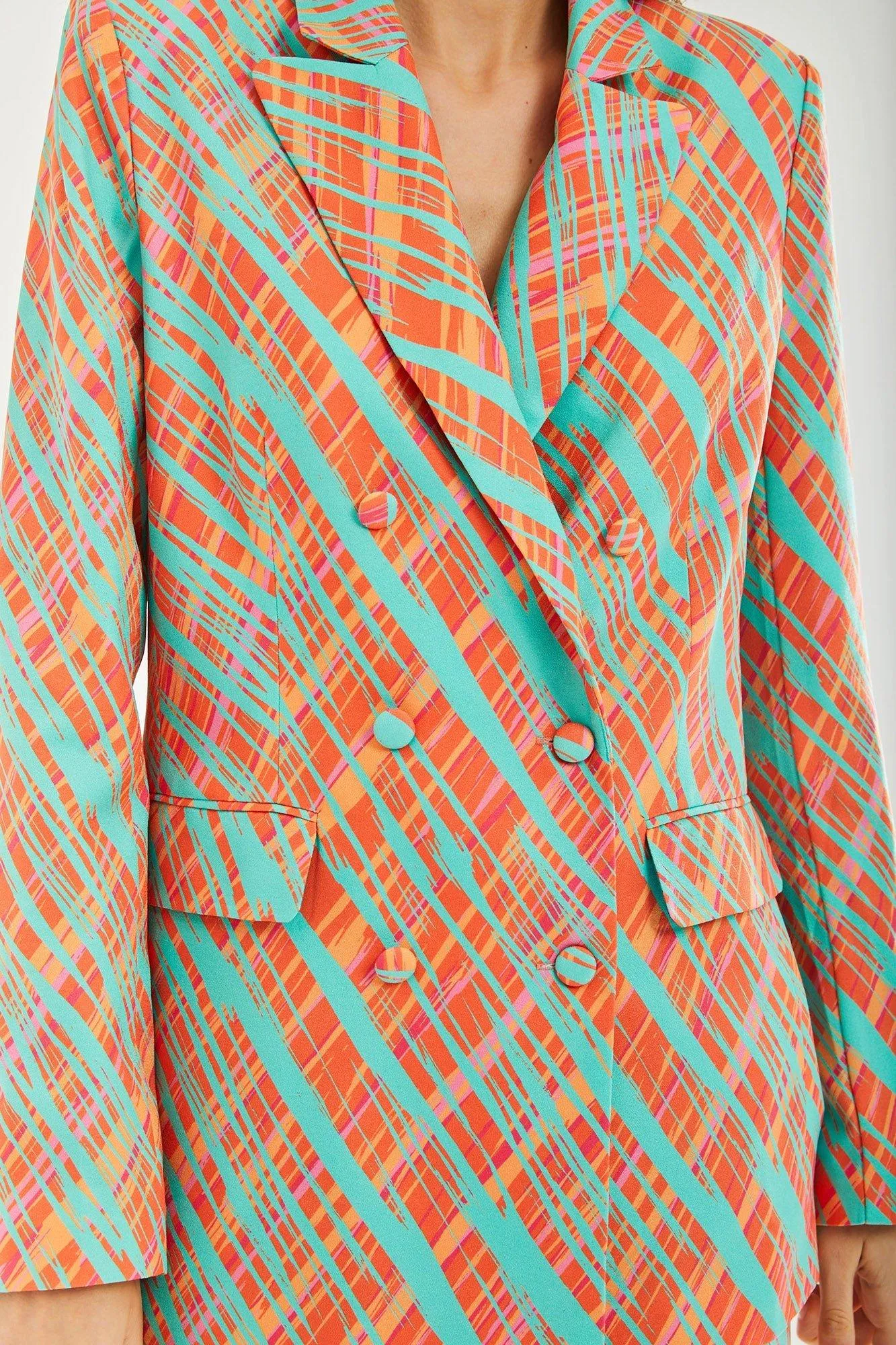 Jackets & Coats | Orange Scribble Print Blazer | Liquorish