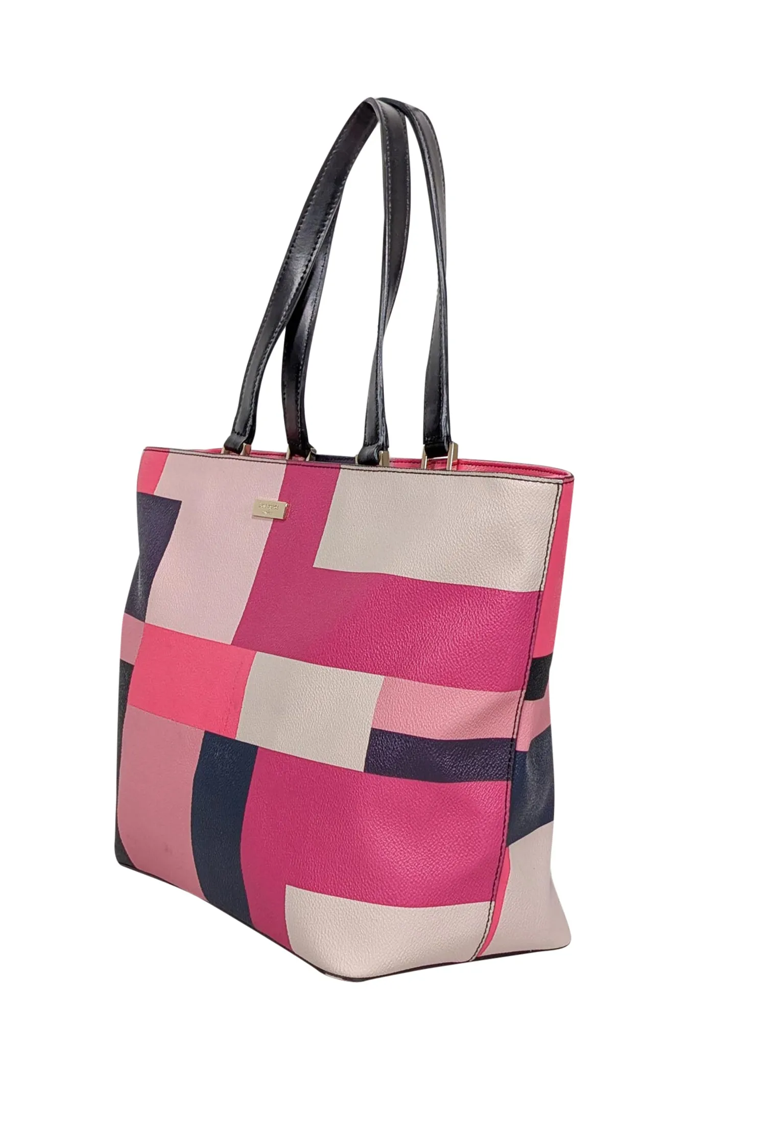 Kate Spade - Pink, Cream, & Navy Color Block Tote Bag