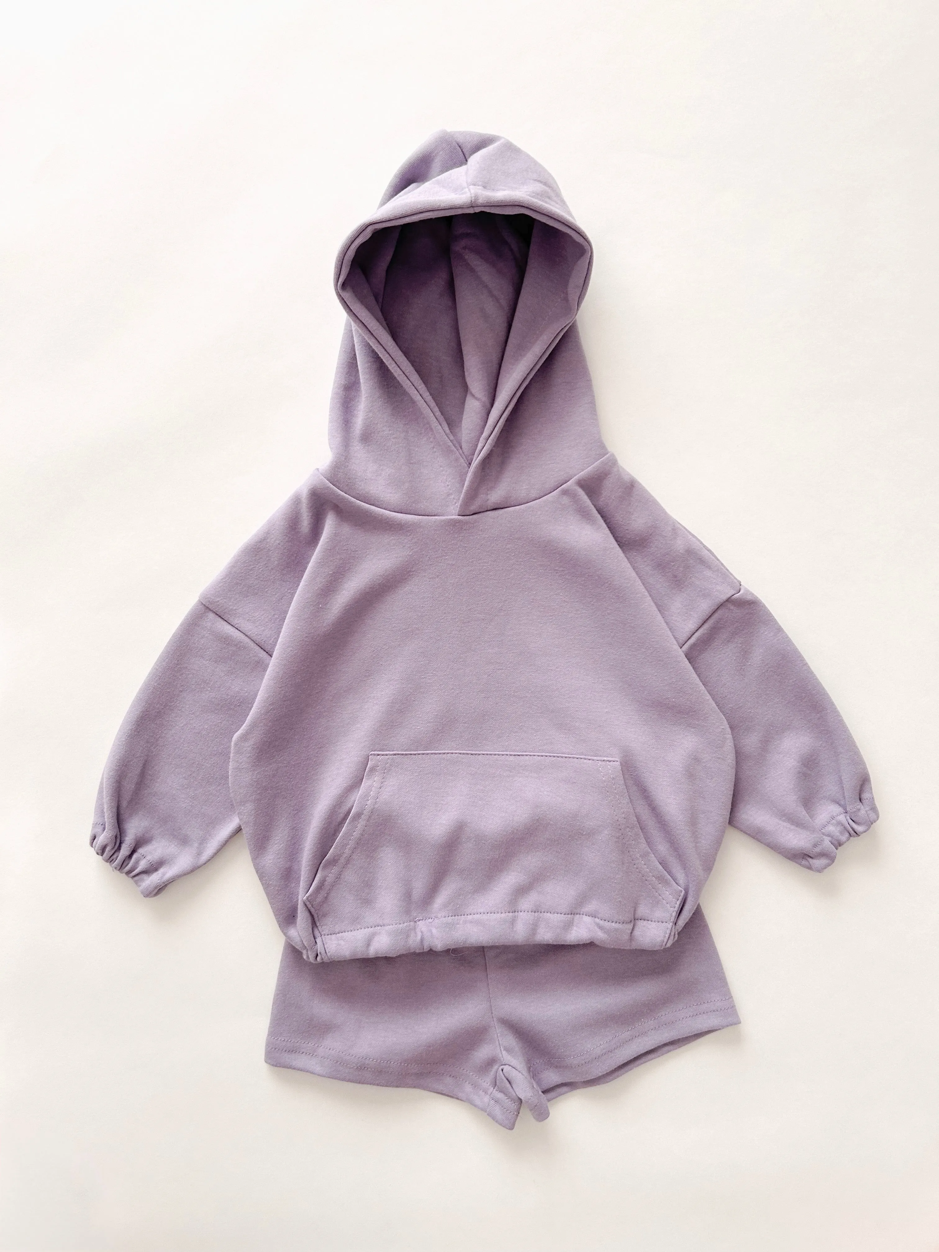 Kids Kangaroo Pocket Hoodie Pullover and Shorts Set (2-10y) - 5 Colors