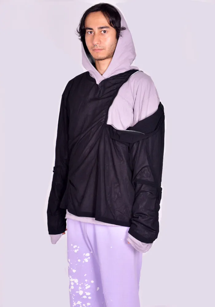 KIKO KOSTADINOV MEN  KKAW24TP06-92 KNOX MESH HOODIE/ICY LILAC/JADE GREEN/BLACK  (New season FW24)