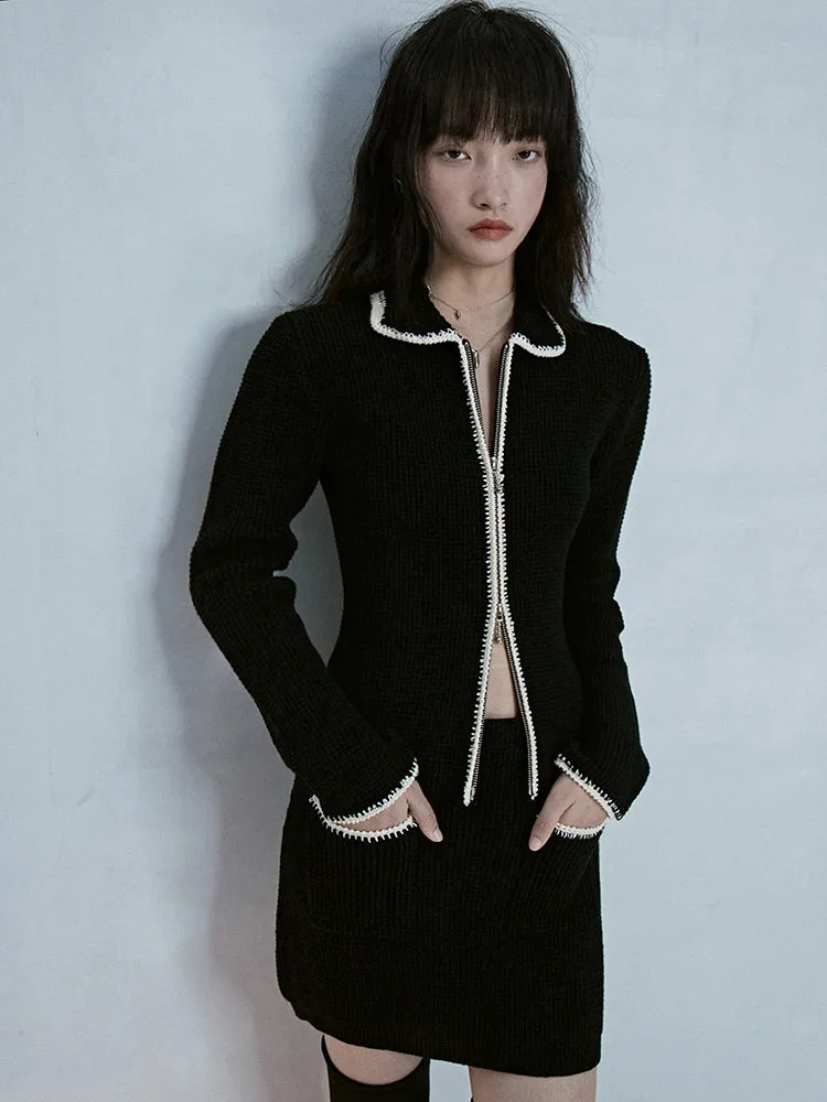 Knit Suit Retro Jacket&Mini-Skirt