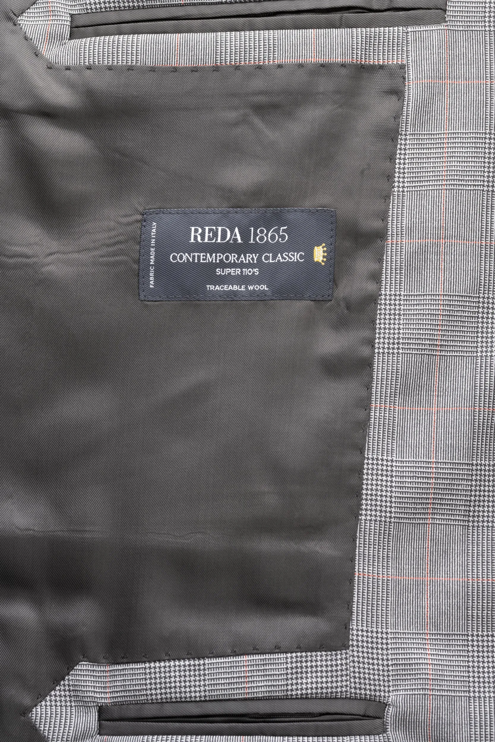 Light Grey Prince of Wales/Pink Wool Suit by Reda