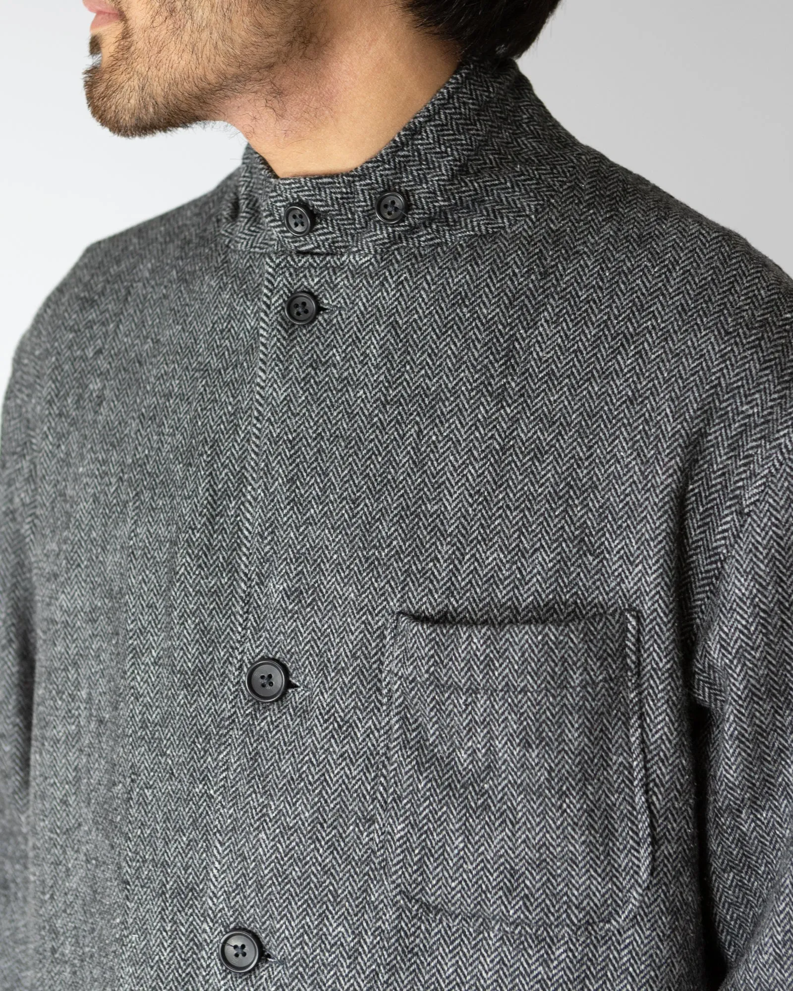 Loiter Jacket –Grey Herringbone Poly Wool