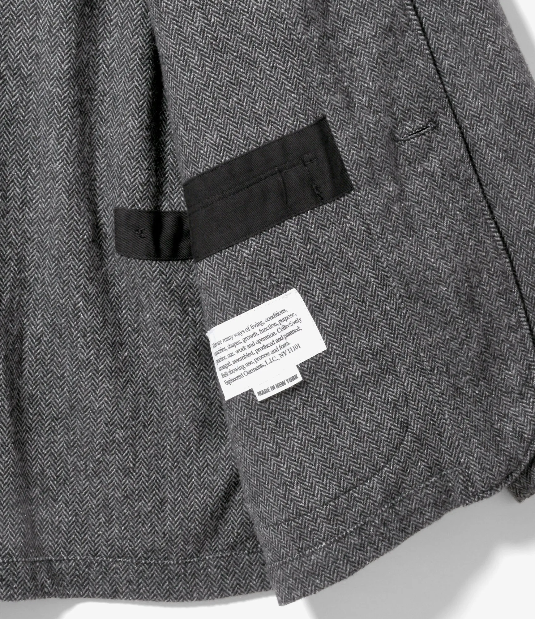 Loiter Jacket –Grey Herringbone Poly Wool