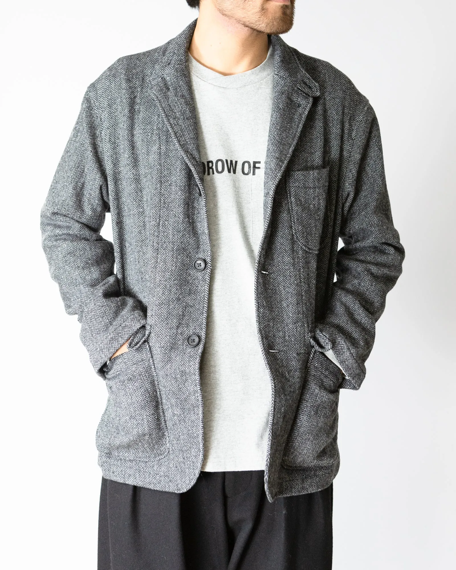 Loiter Jacket –Grey Herringbone Poly Wool