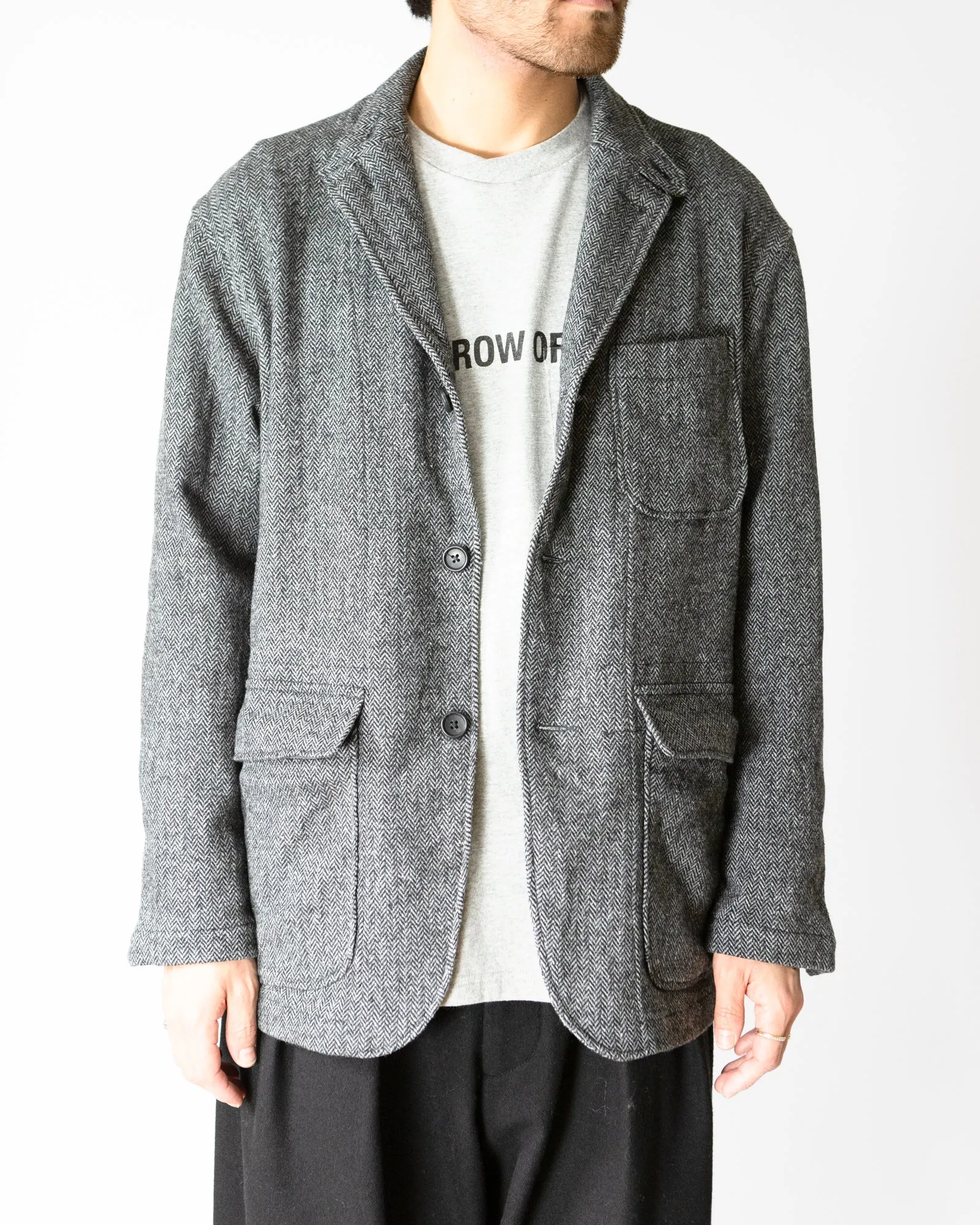 Loiter Jacket –Grey Herringbone Poly Wool